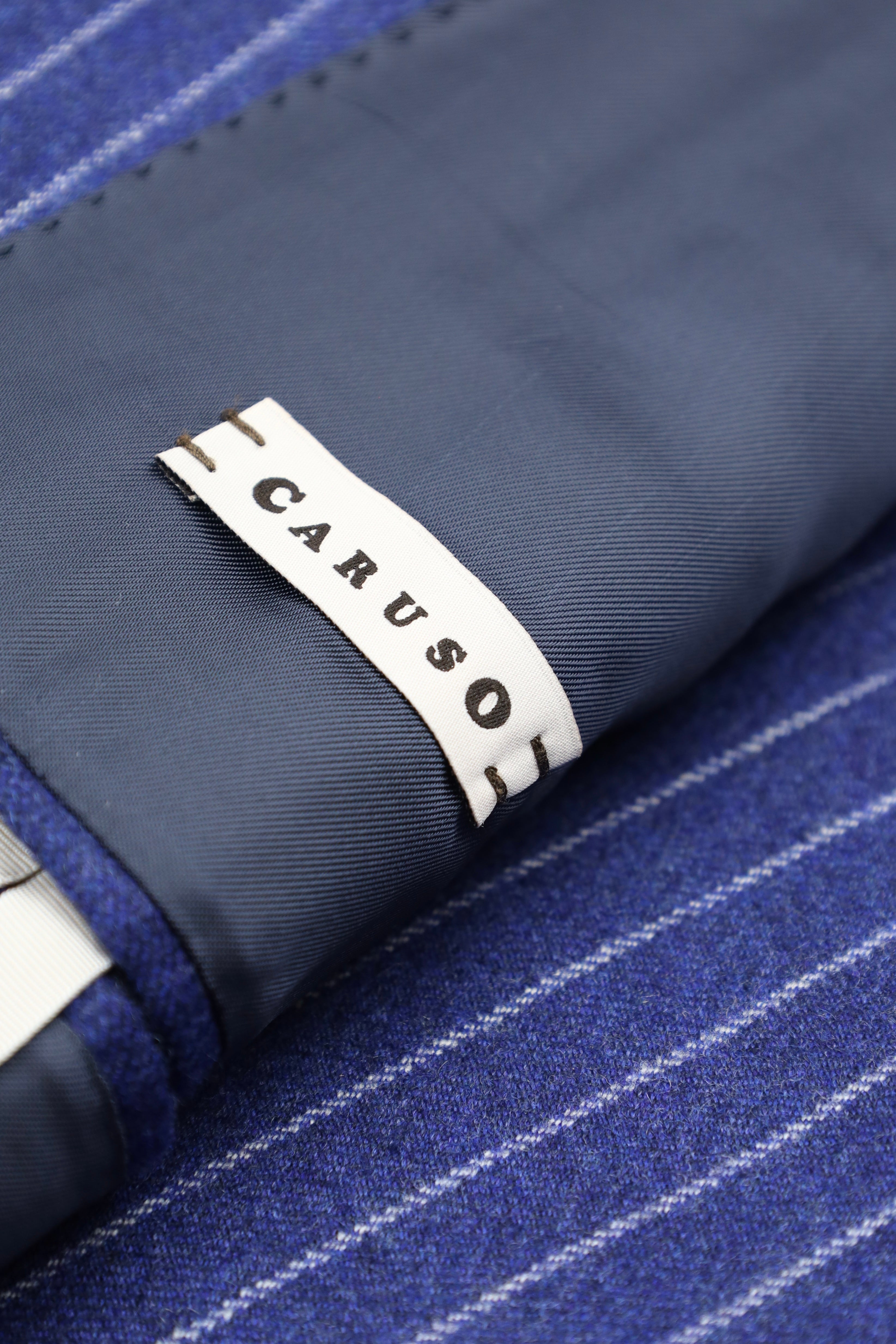 Caruso Blue Loro Piana Wool & Cashmere Flannel Pinstripe Suit
