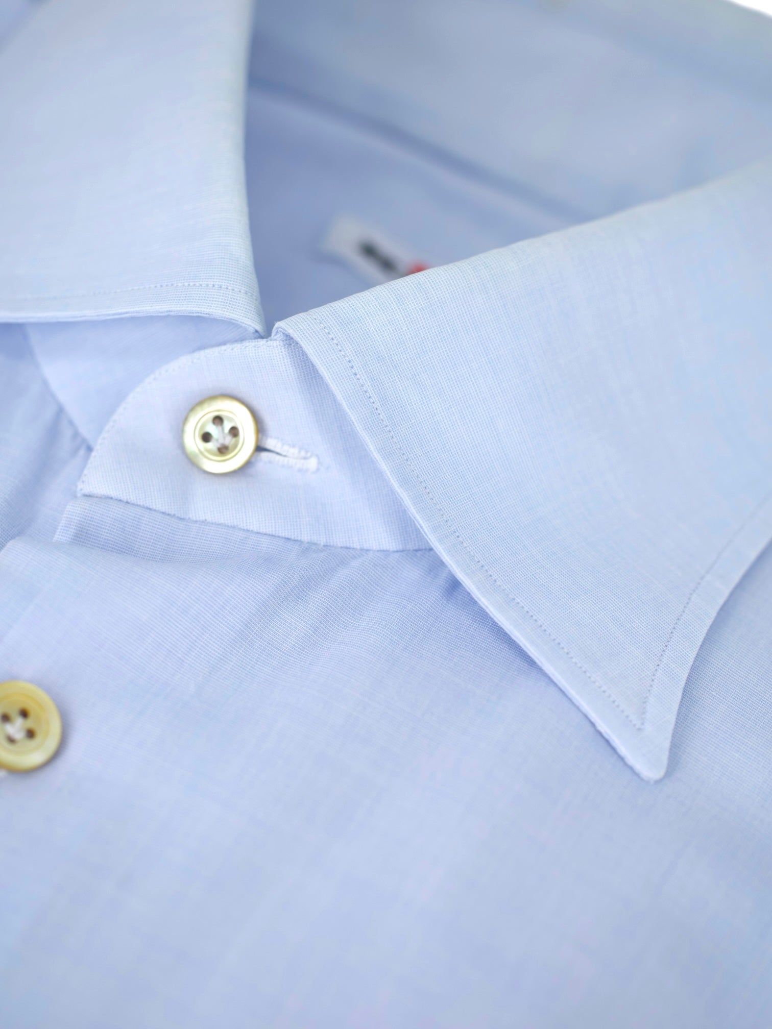 Kiton Ice-Blue Cotton Plain Summer Shirt