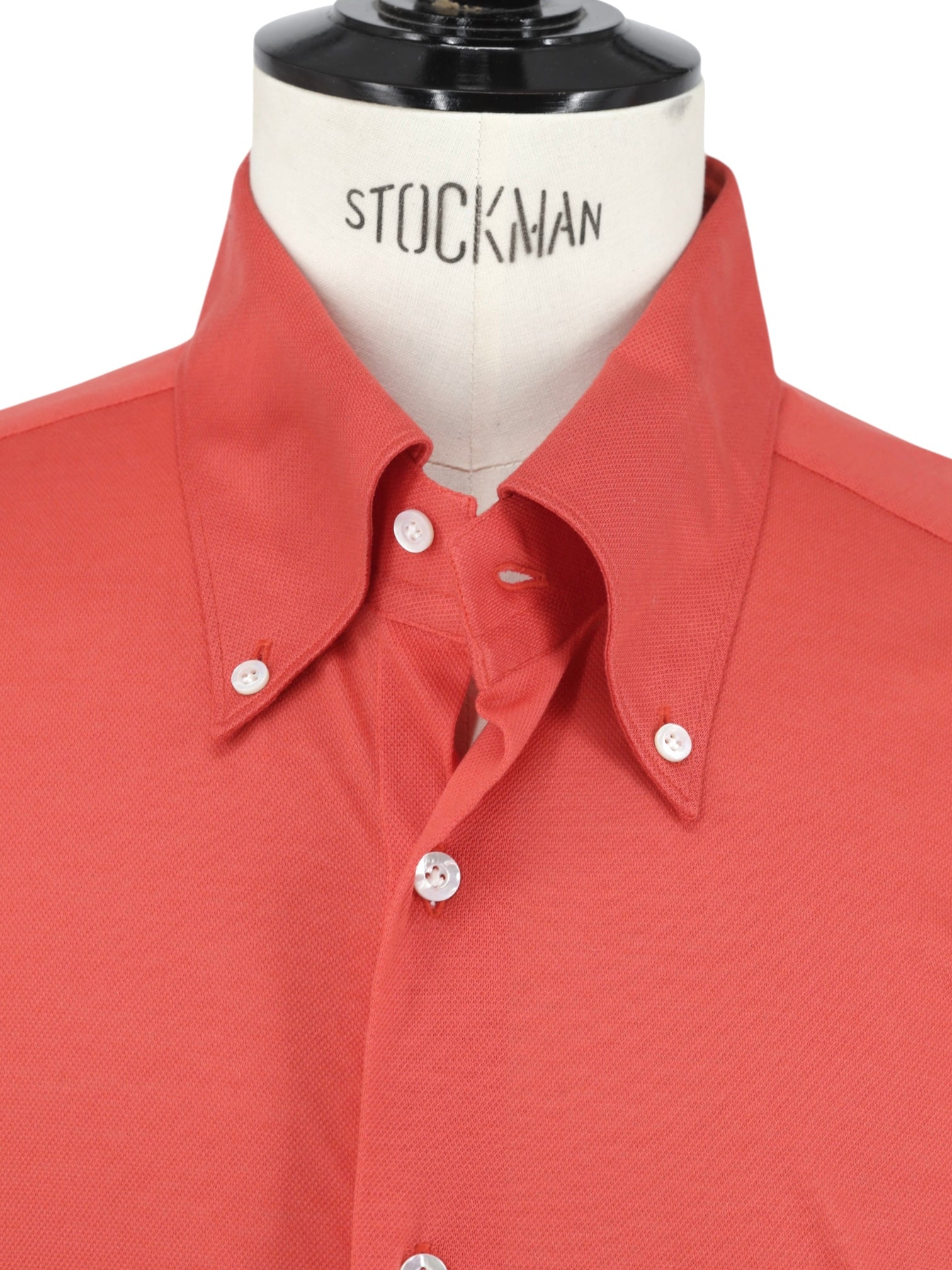 Fray Bright Coral Red Cotton-Pique Button-Down Shirt