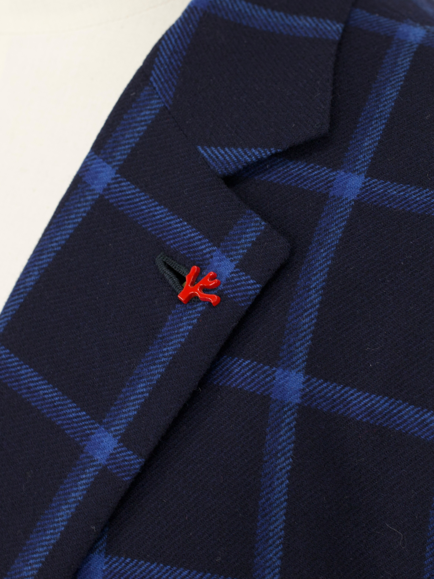 Isaia Navy & Azure Blue Wool Windowpane Jacket