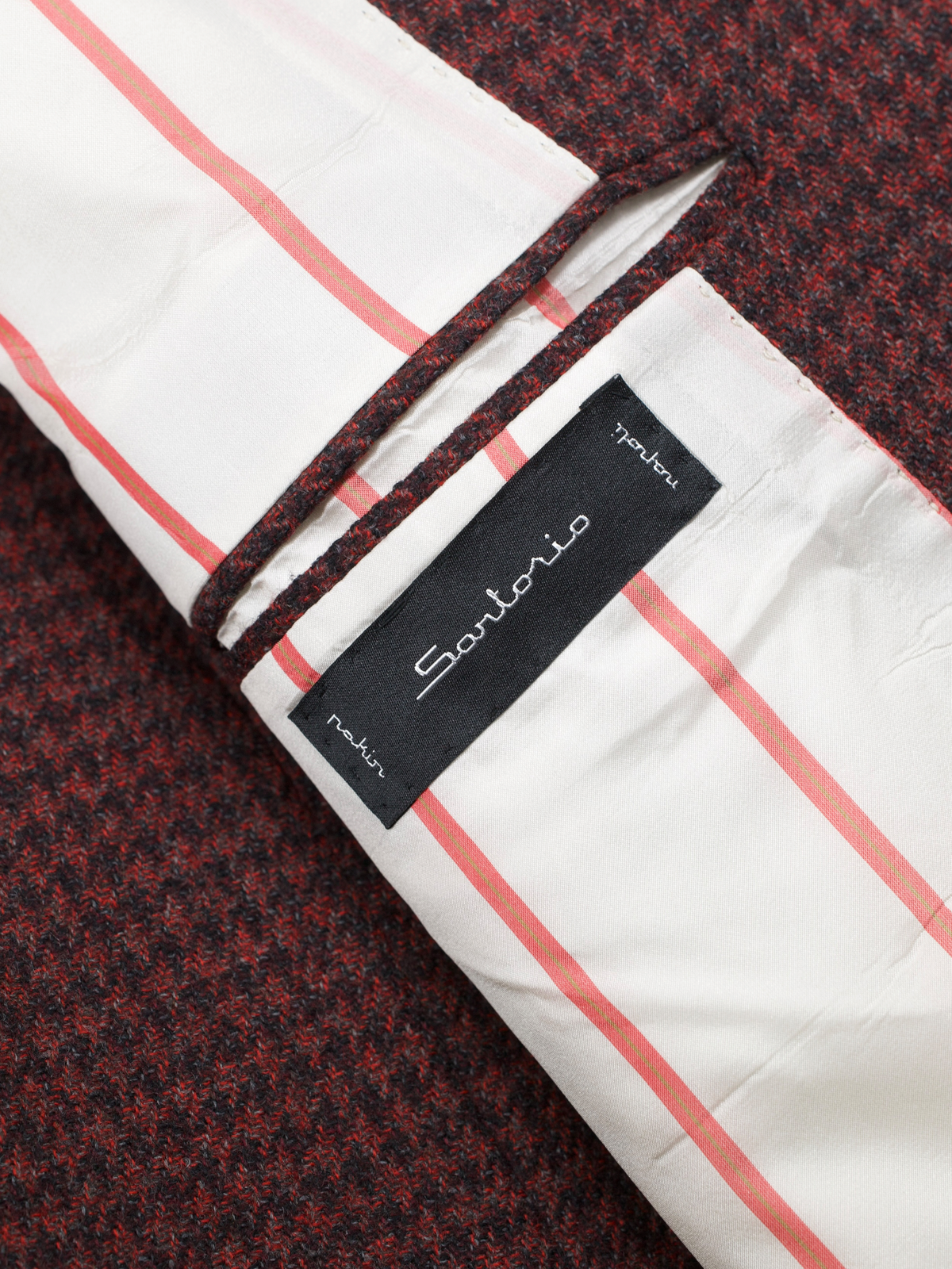 Sartorio Burgundy Softly-Brushed Wool Pied de Poule Jacket