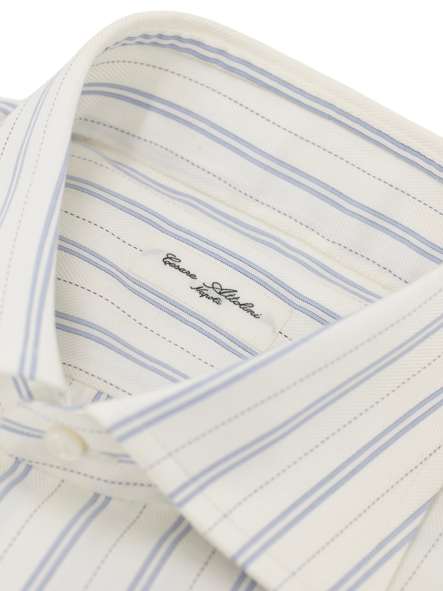 Cesare Attolini White & Blue Vintage Pinstripe Dress Shirt