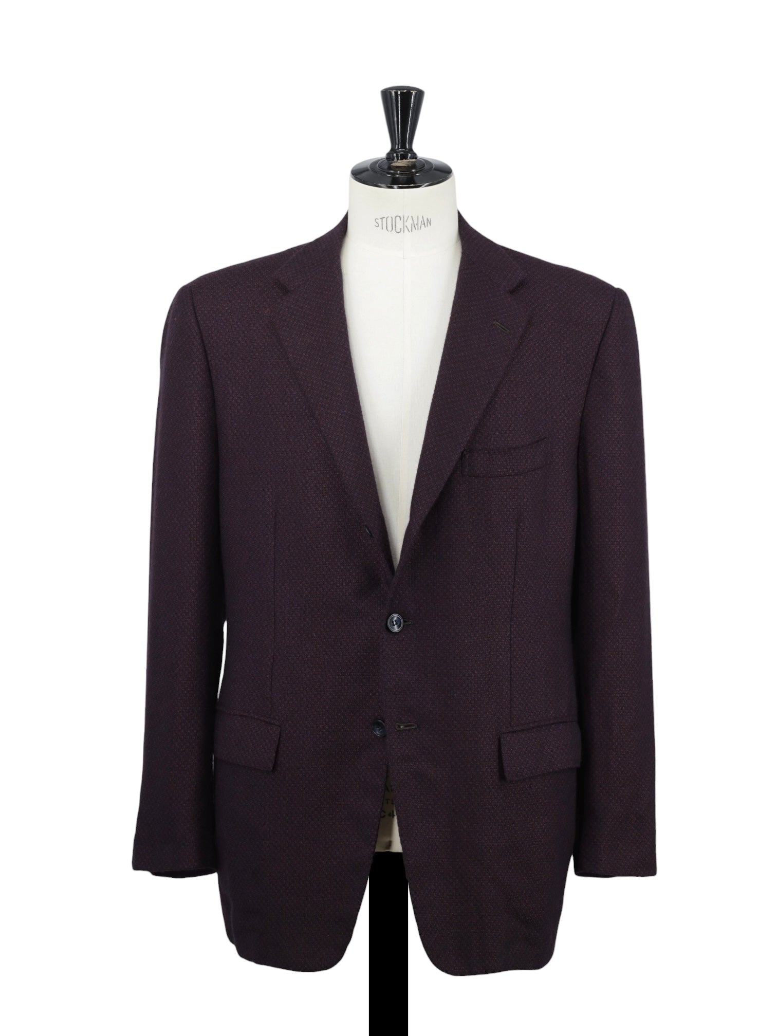 Kiton Burgundy & Navy Pure Cashmere Micro-Pattern Jacket
