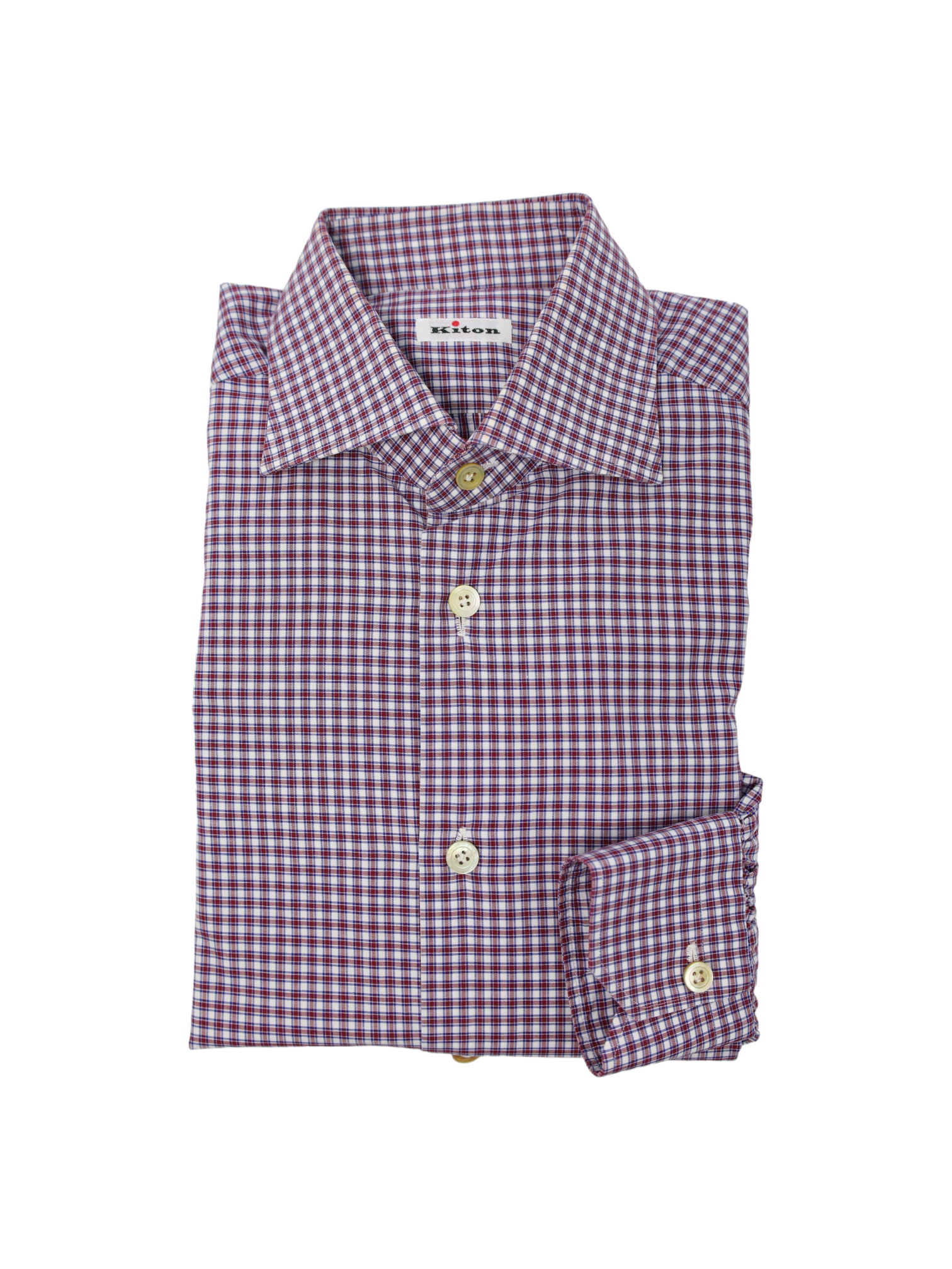Kiton Red Geomteric Cotton Shirt