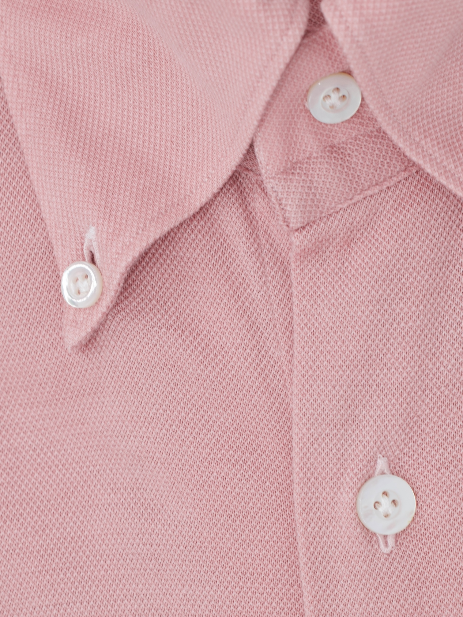 Fray Pink Cotton Piqué Knitted Button-Down Shirt