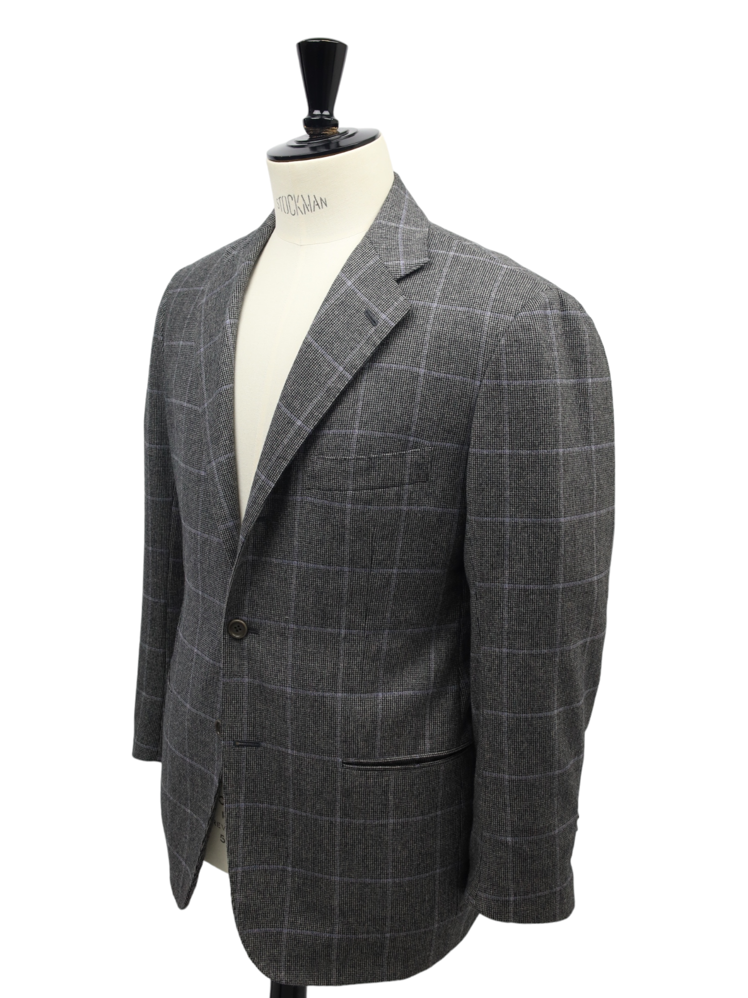 Kiton Grey Wool & Cashmere Windowpane Jacket
