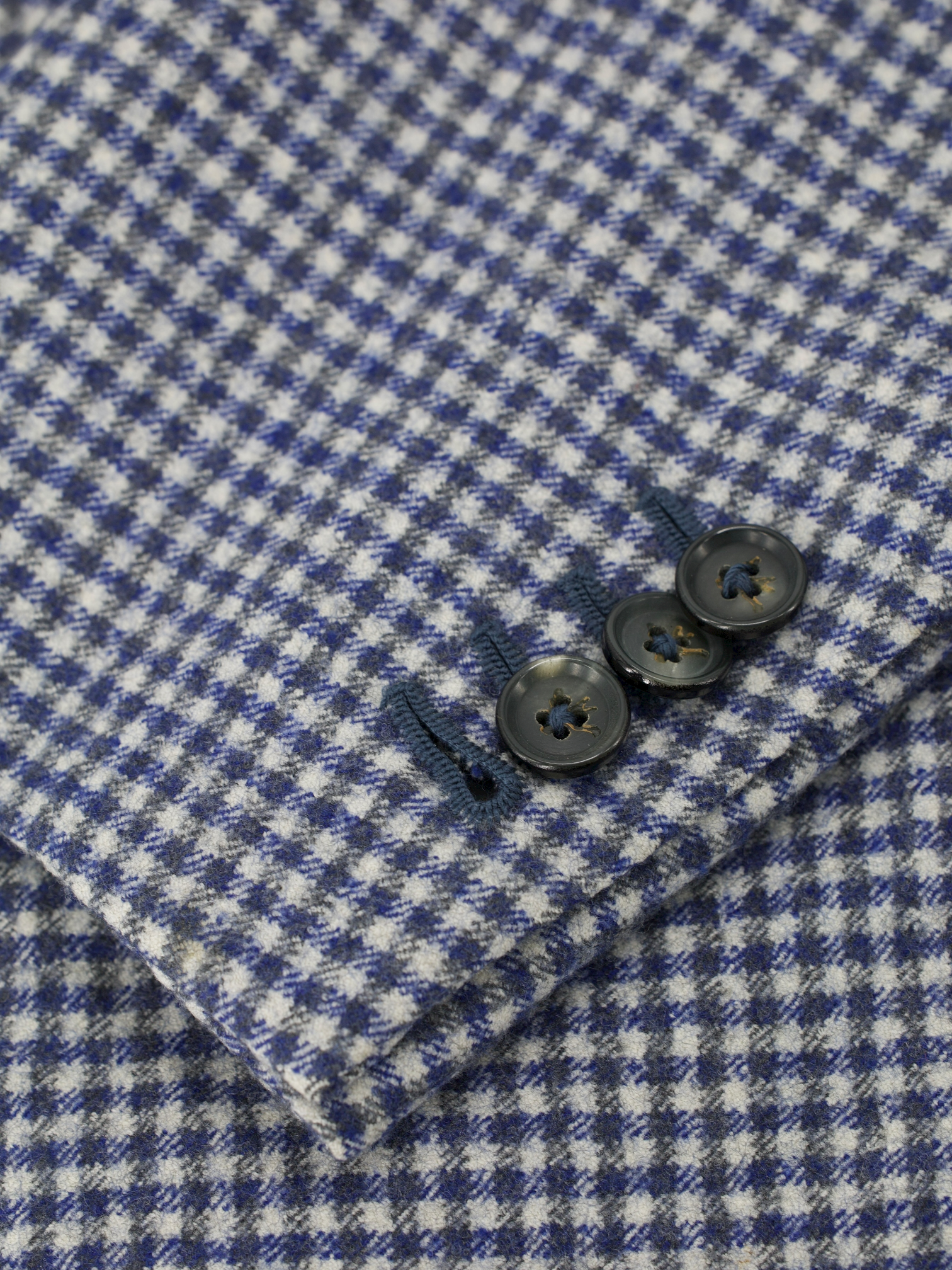 Isaia Blue Brushed-Wool Flannel Gun Check Jacket