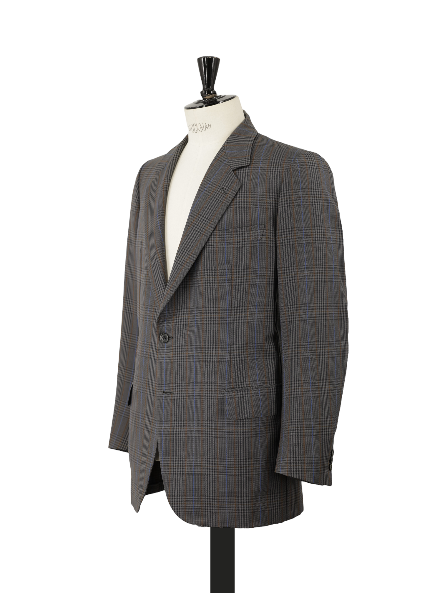 Brioni Vintage Warm Taupe & Azure Blue Wool Overcheck Jacket