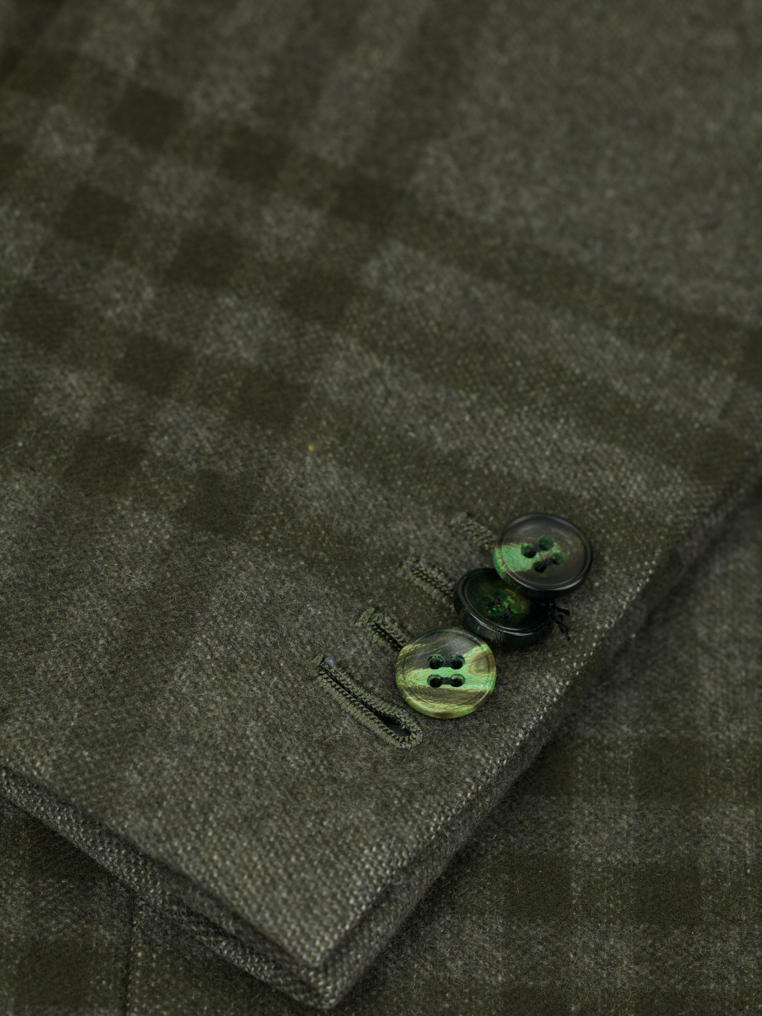 Kiton Olive Green Pure Cashmere Tartan-Check Jacket