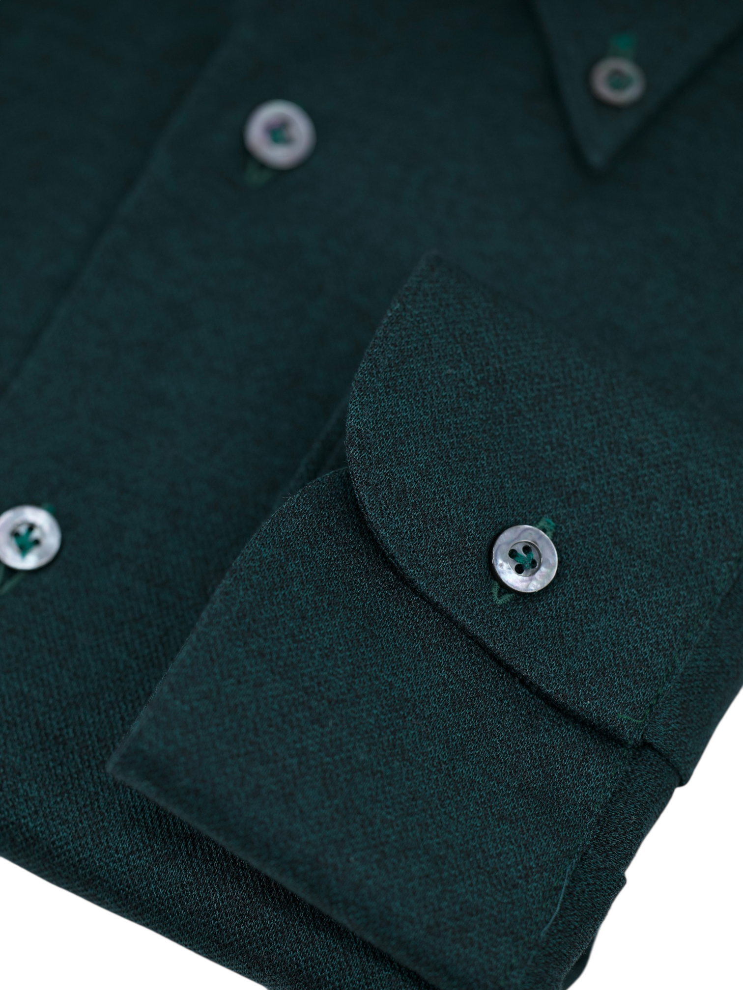 Fray Forest Green Piqué-Cotton Button Down Collar Shirt