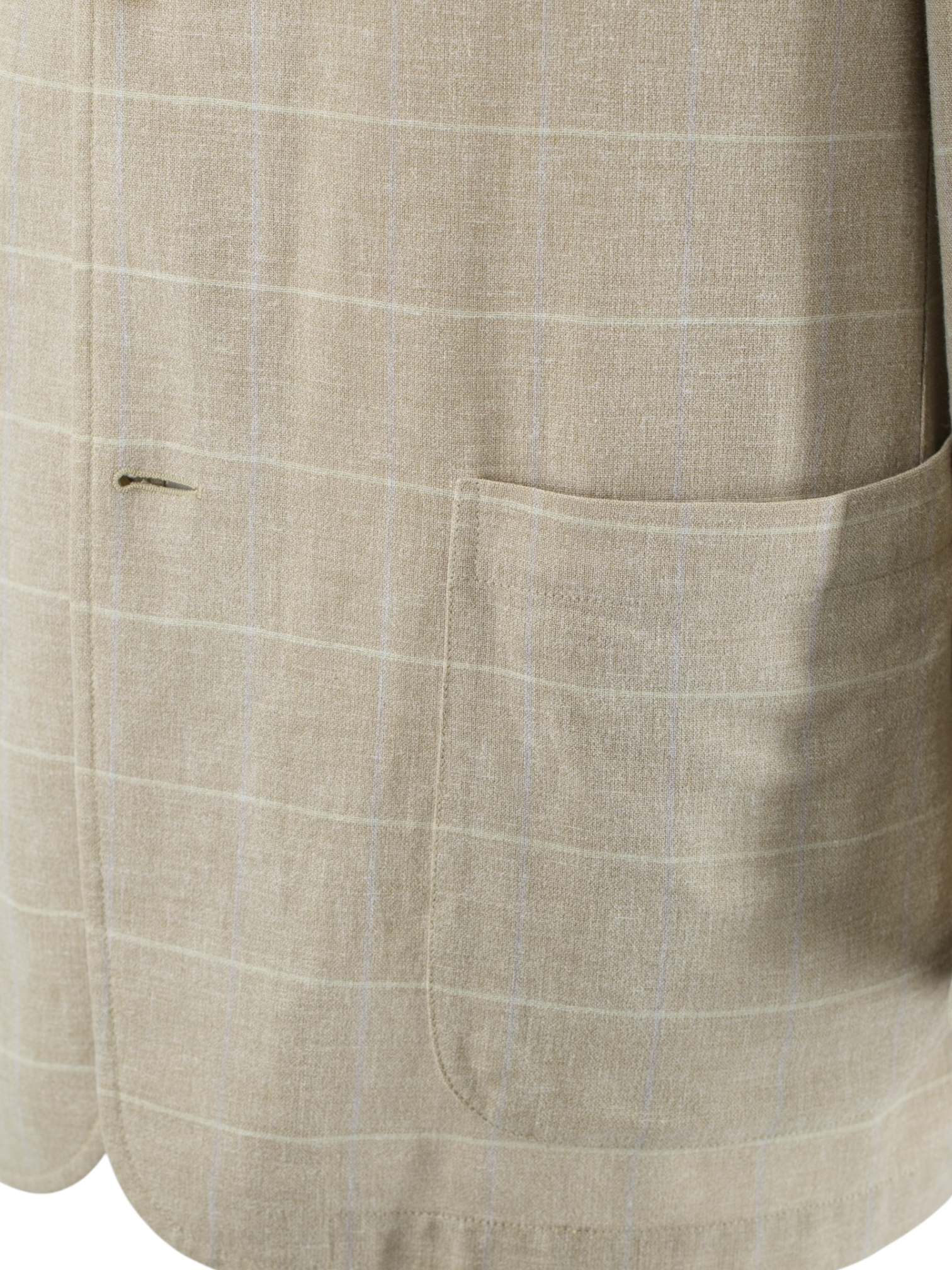 Brioni Sand Wool, Linen & Cotton Windowpane Overshirt Jacket