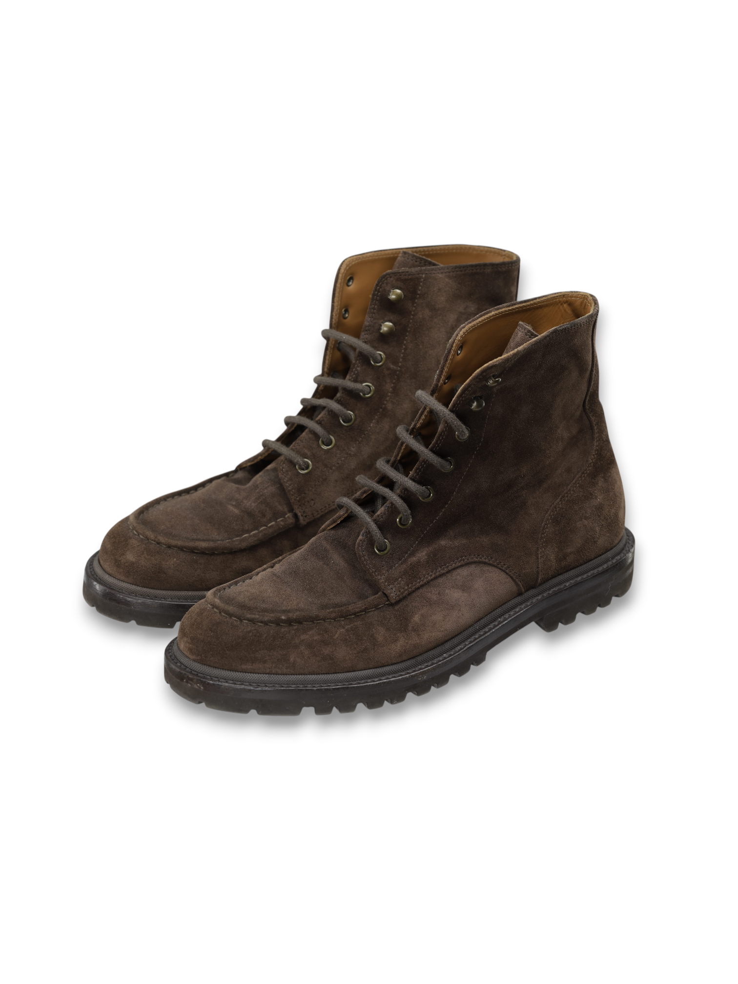 Brunello Cucinelli Dark Brown Suede Balmoral-Style Boots