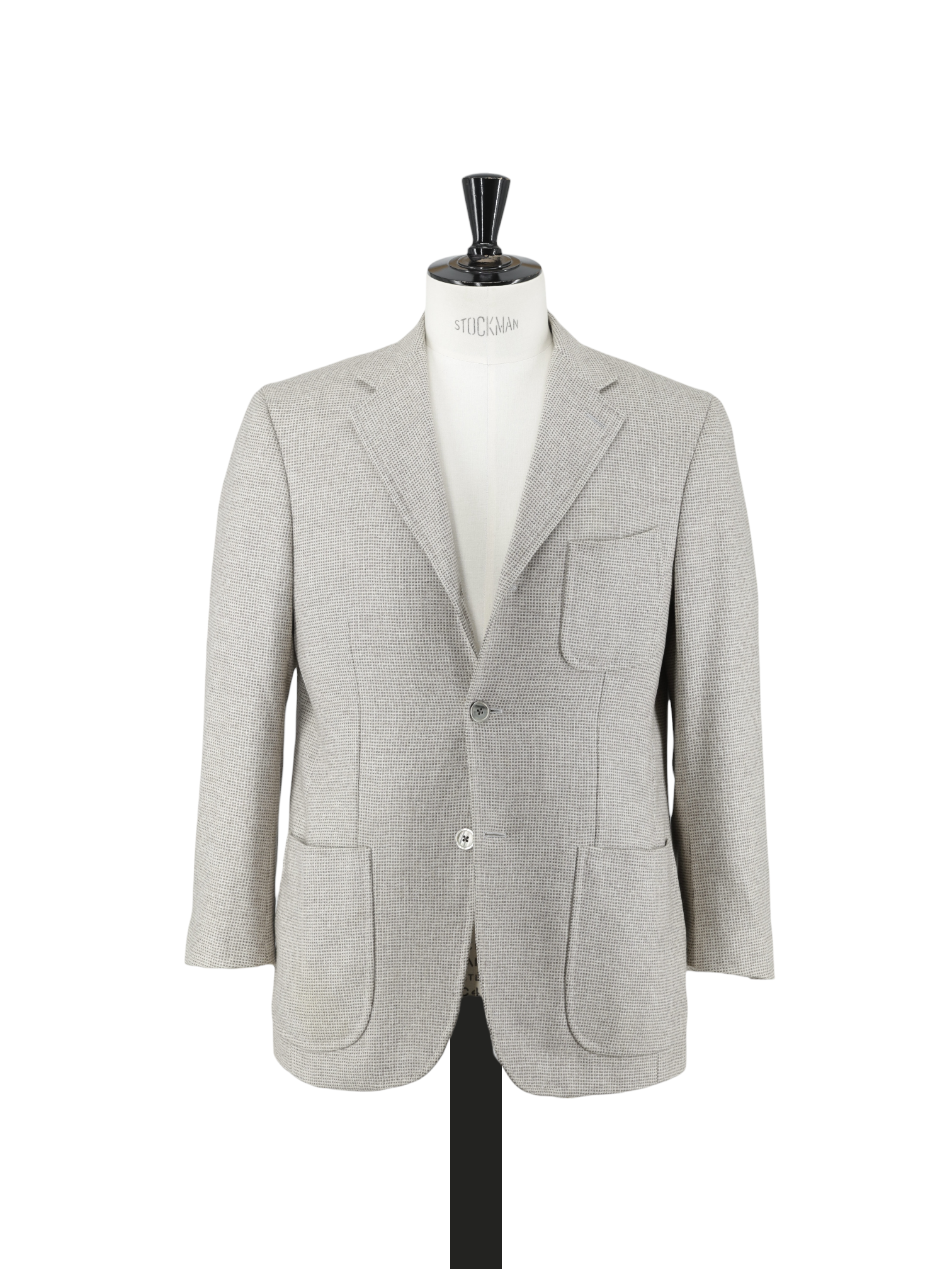 Isaia Light Grey Wool & Cashmere Micro-Pattern Jacket