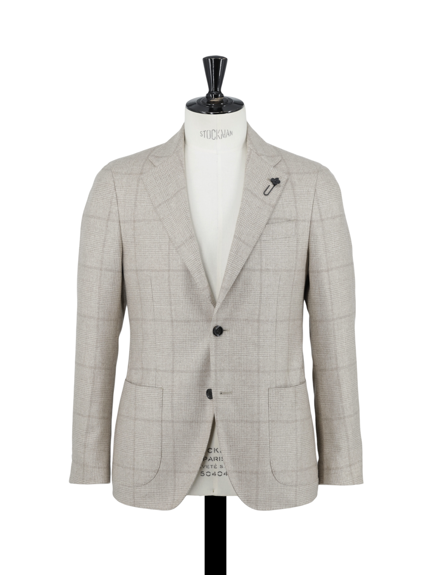 Lardini Taupe Undyed "Cashmere Raw" Prince of Wales Jacket