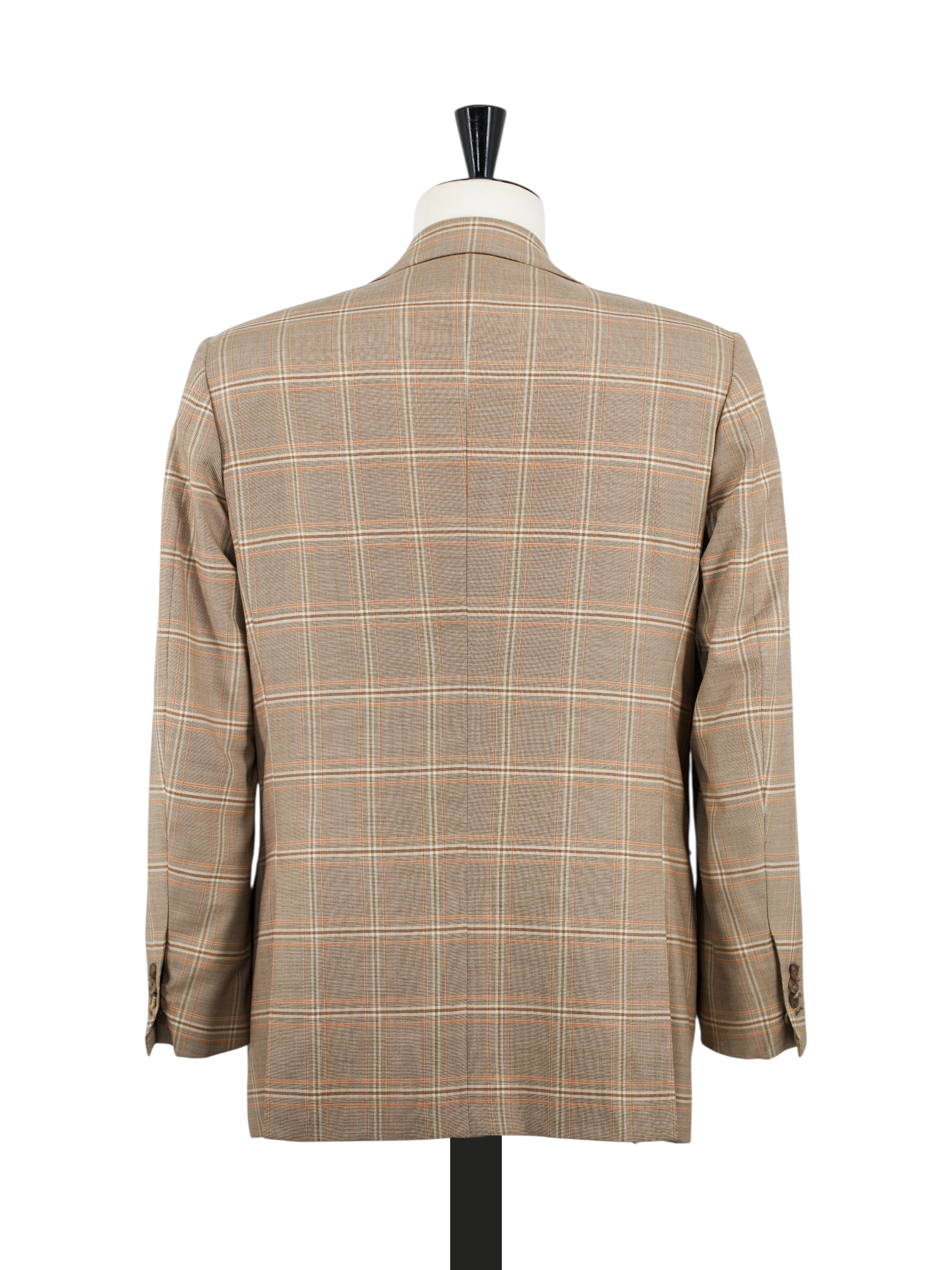 Kiton Light Brown & Orange Pure Cashmere Windowpane Jacket