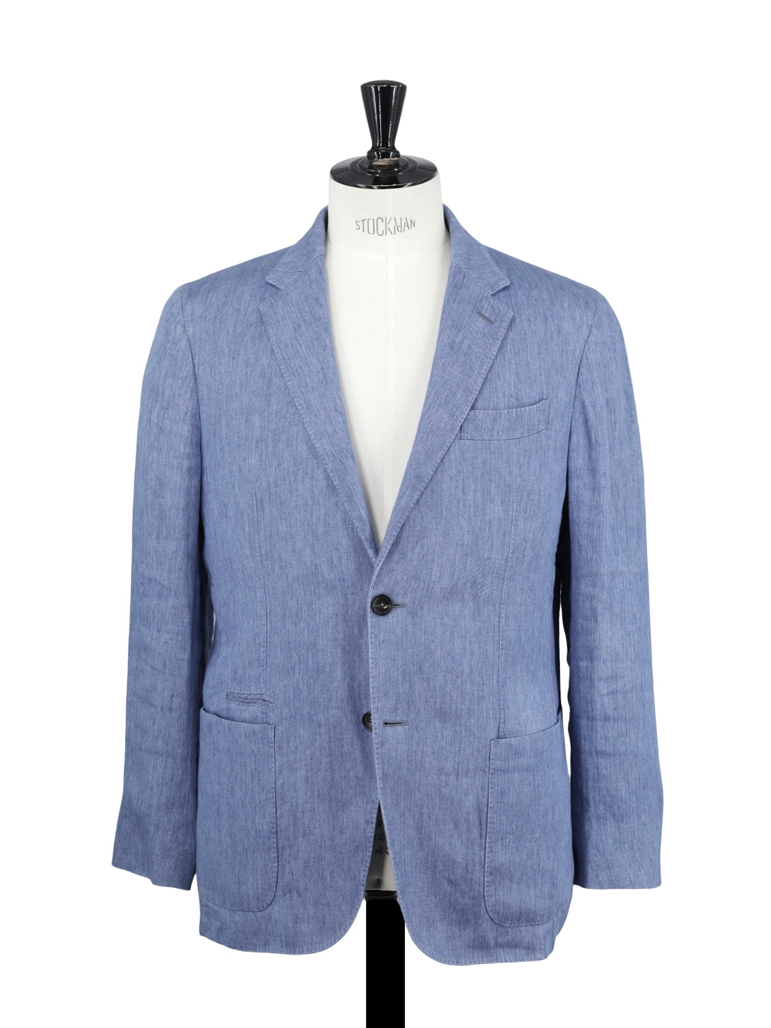 Ermenegildo Zegna Light Blue Chambray-Linen Denim-Effect Casual Jacket