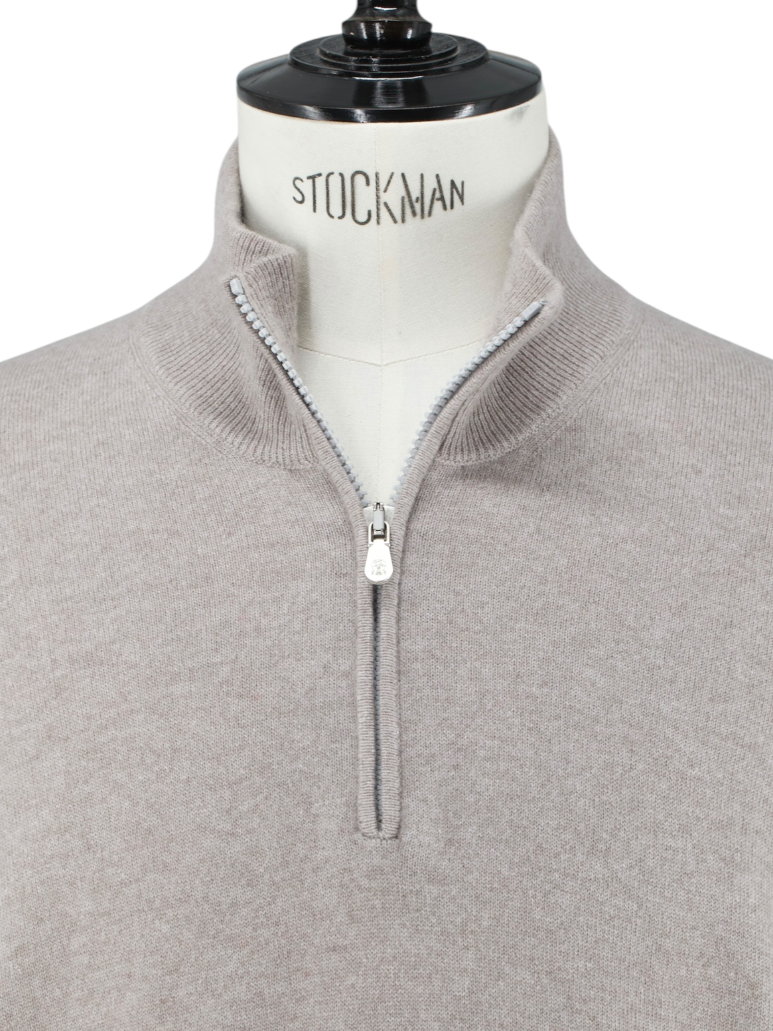 Brunello Cucinelli Light Brown Cashmere Half-Zip Sweater