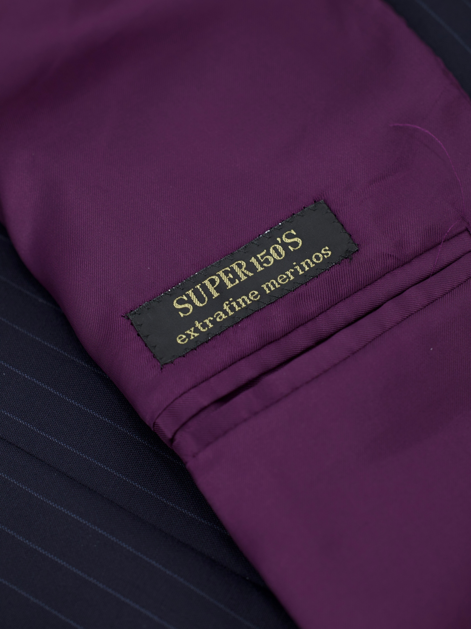 Corneliani Dark Blue Super 150's Pinstripe Lungo Suit