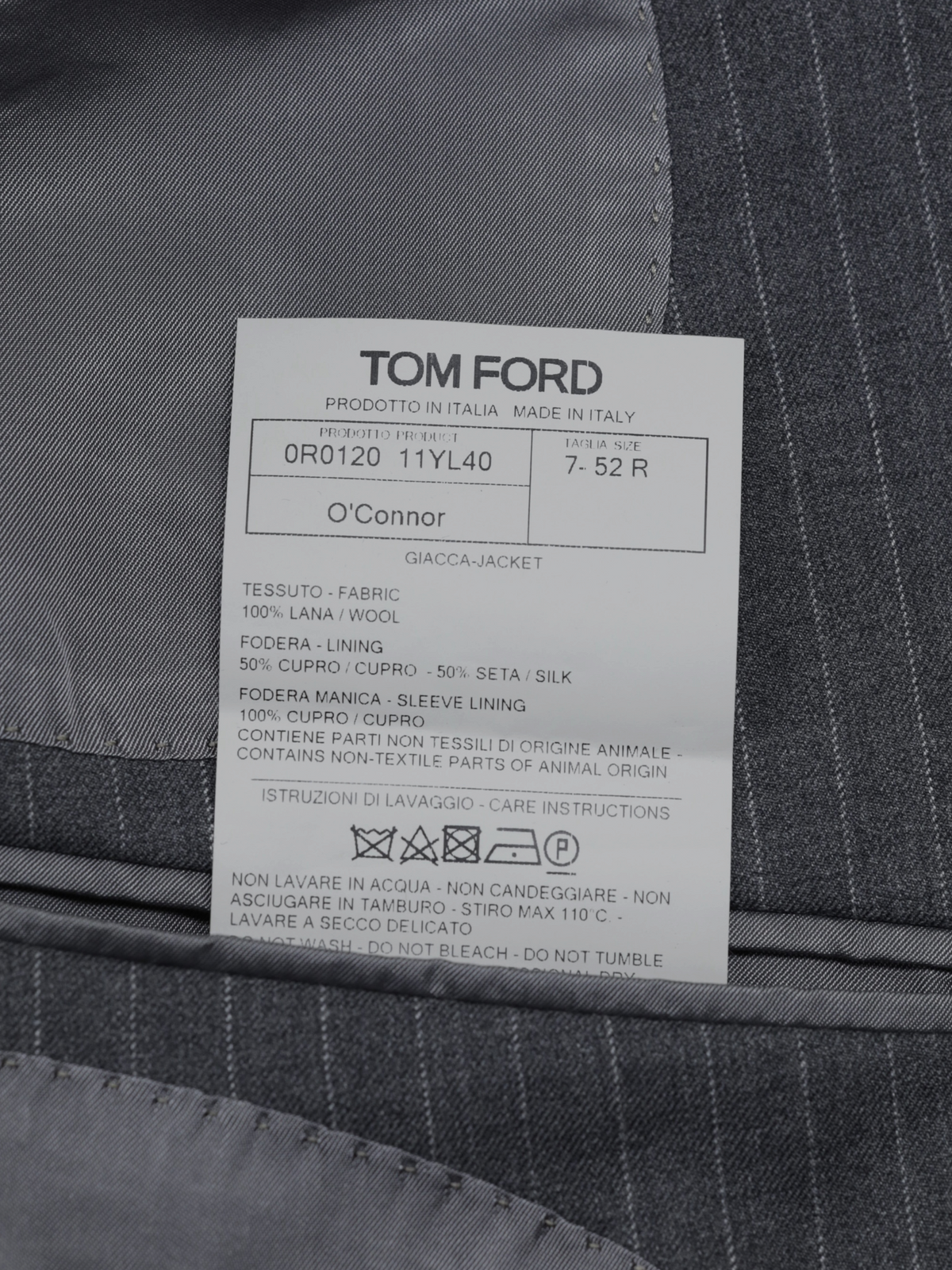 Tom Ford Grey Fine-Wool Pinstripe Peak-Lapel O'Connor Suit