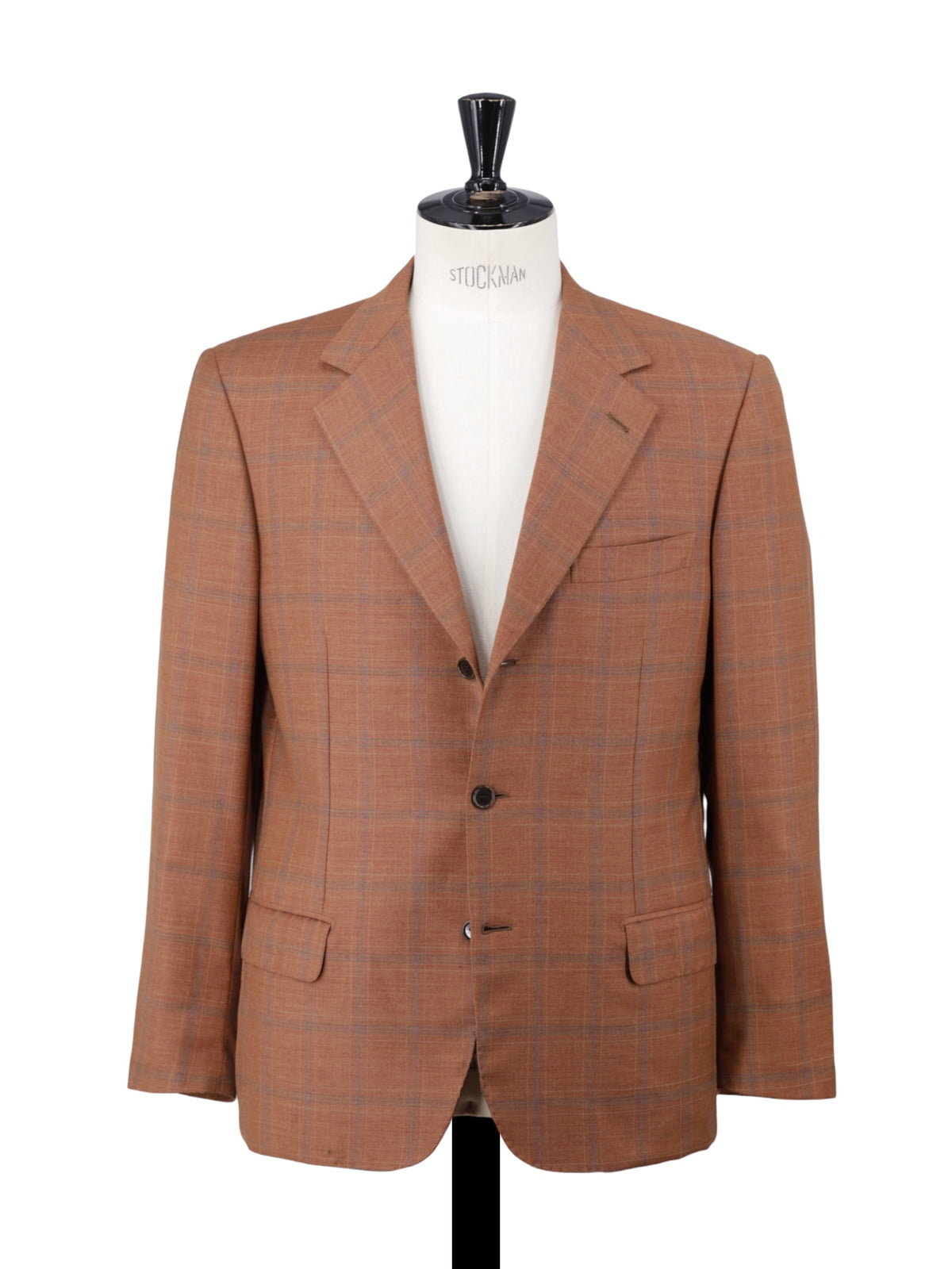 Brioni Peach & Steel Grey Wool Windowpane Vintage Nomentano Jacket