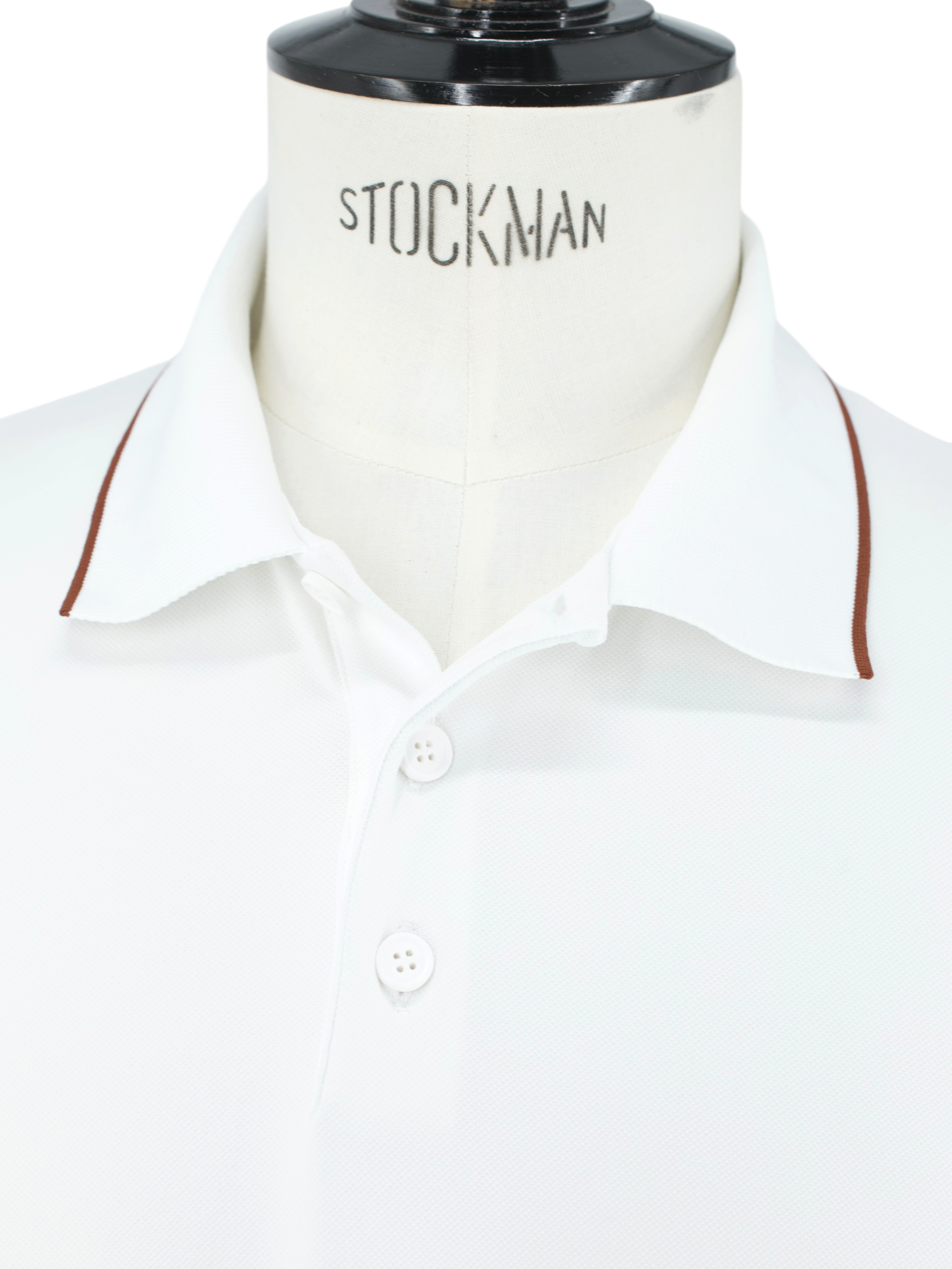 Loro Piana White & Brown Micorfibre Stretch "Golf Capsule" Polo