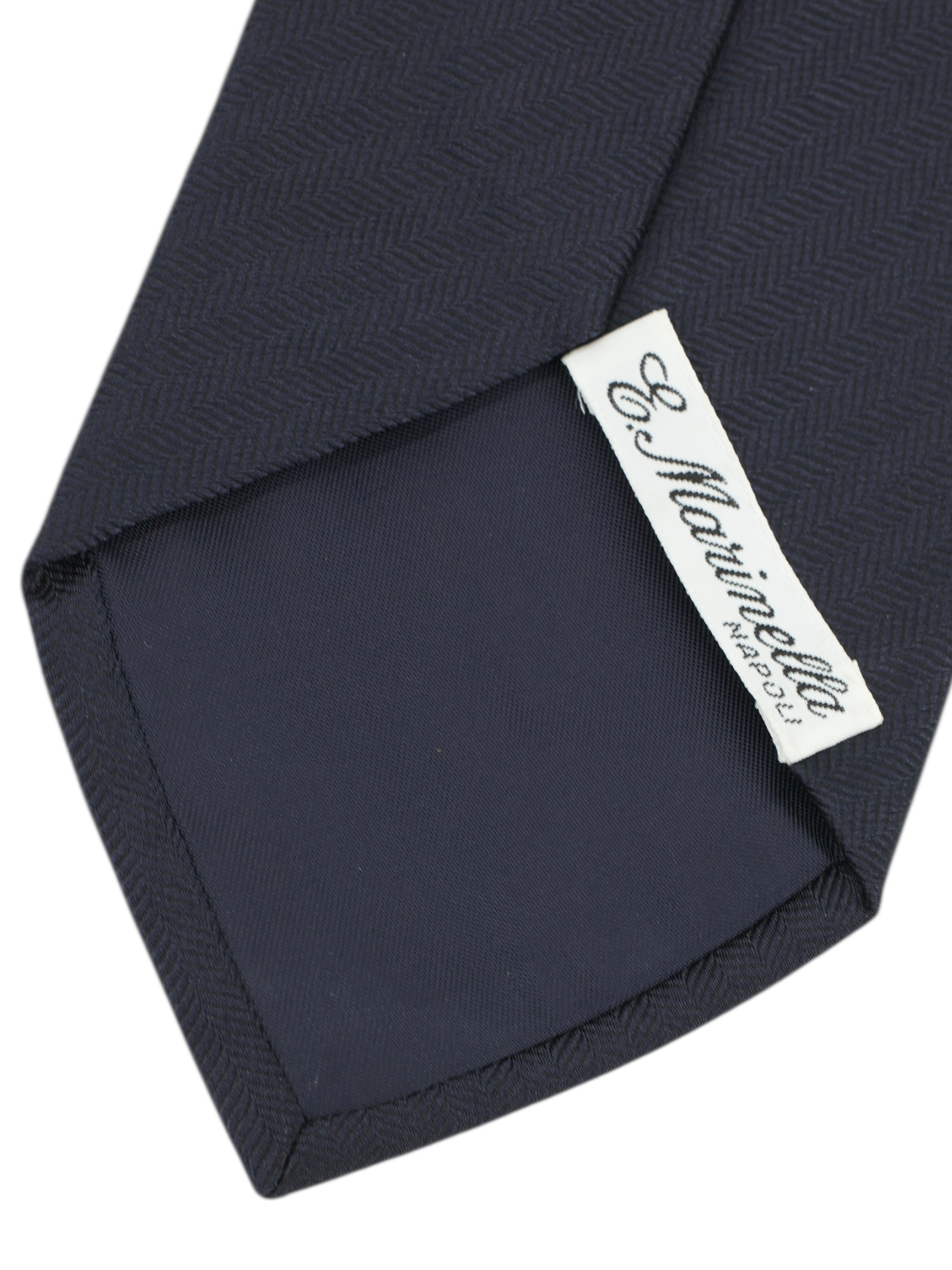 E.Marinella Deep Navy Silk Diagonal Herringbone Tie