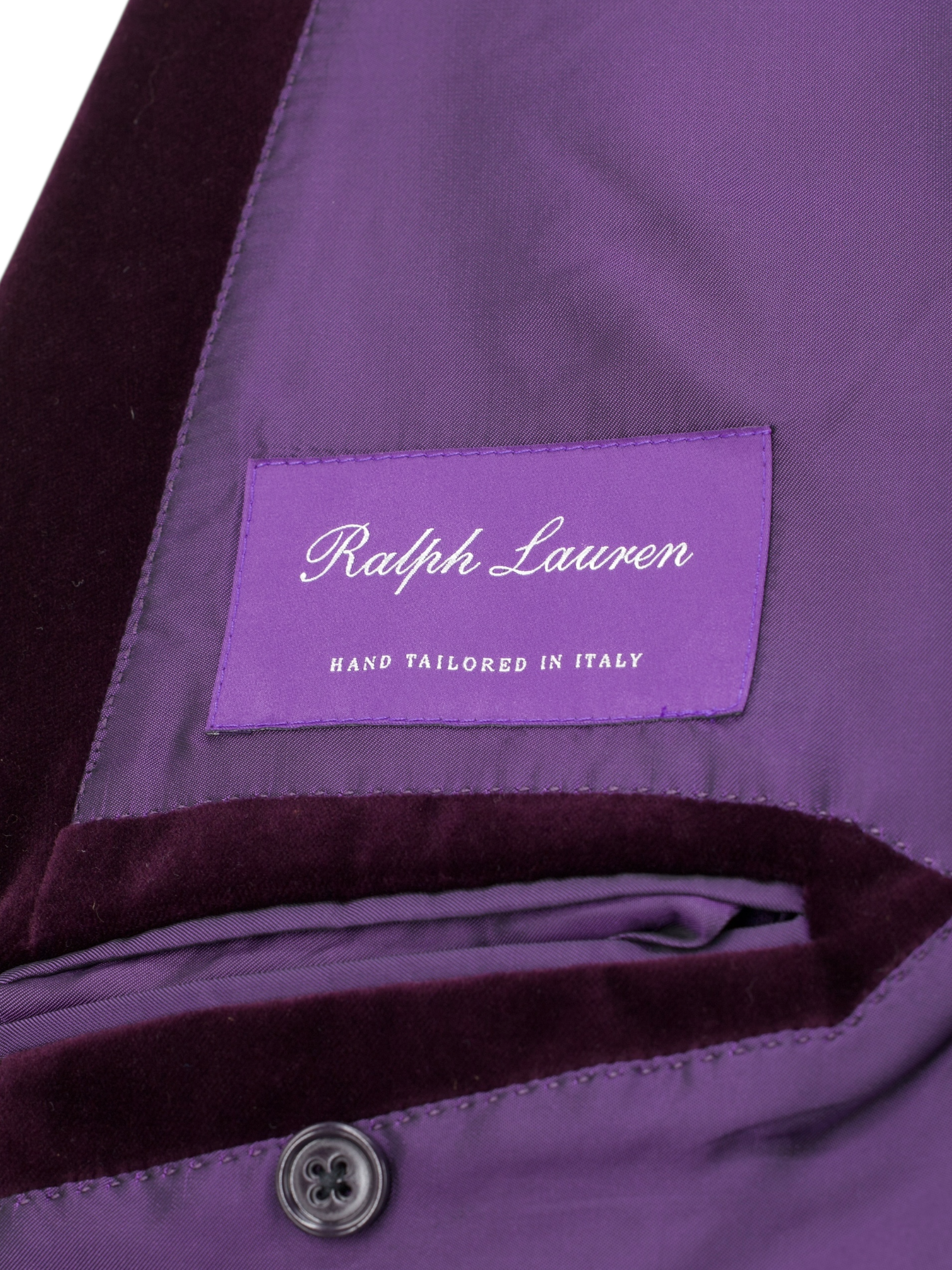 Ralph Lauren Purple Label Aubergine Cotton Velvet Smoking Jacket