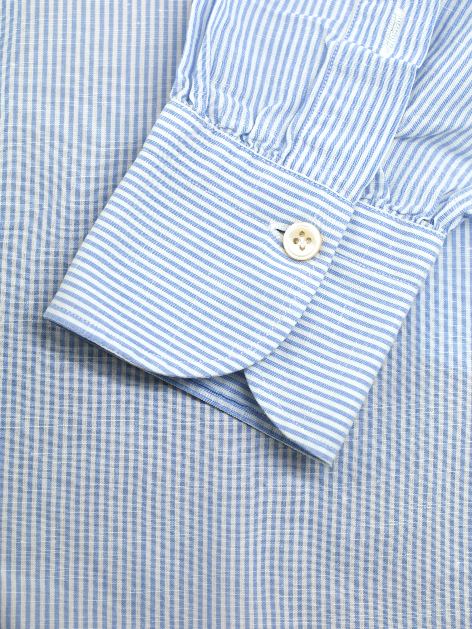 Finamore Light Blue & White Pure Linen Pinstripe Shirt