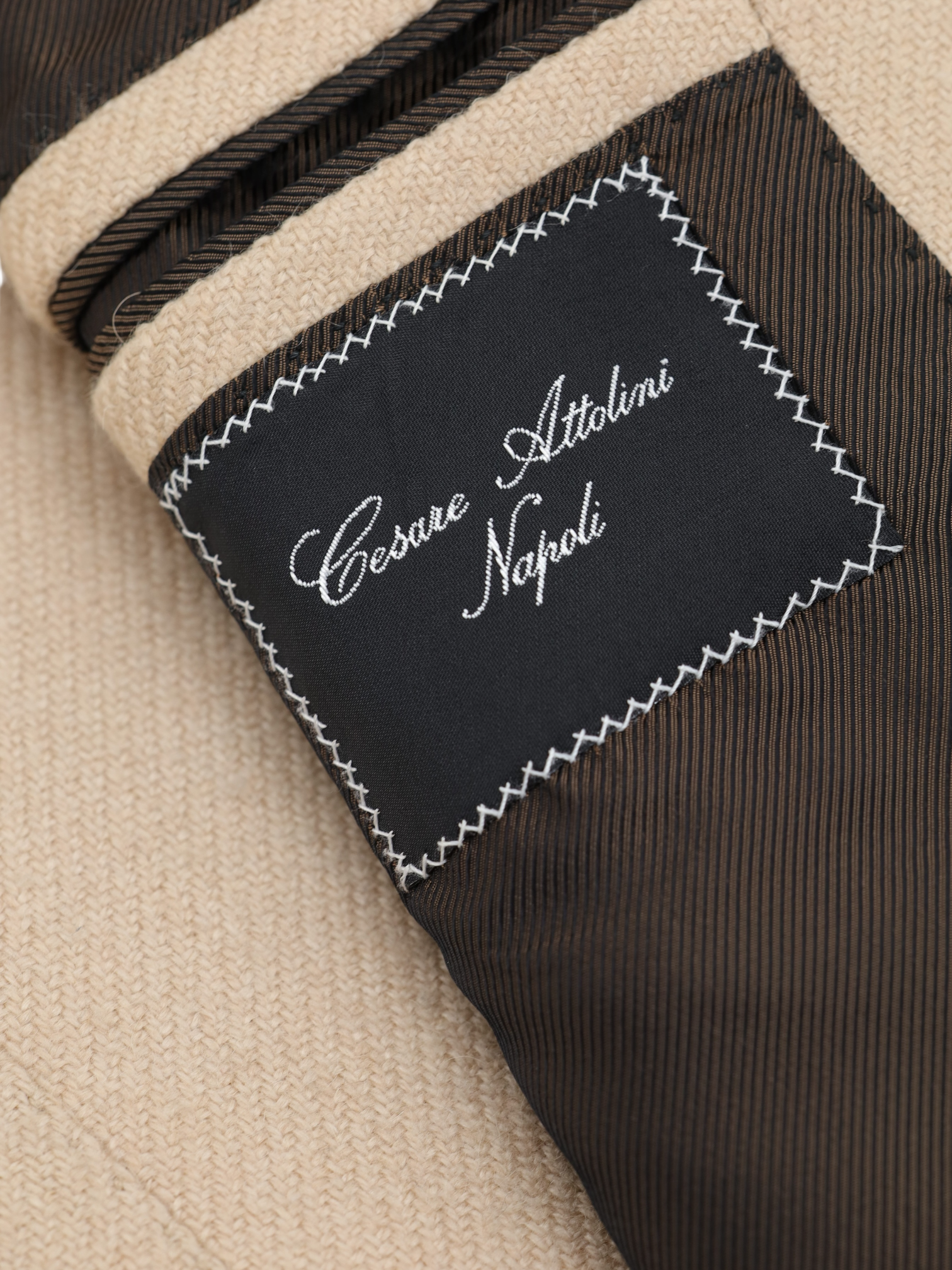 Cesare Attolini Beige Pure Camel Twill Winter Jacket