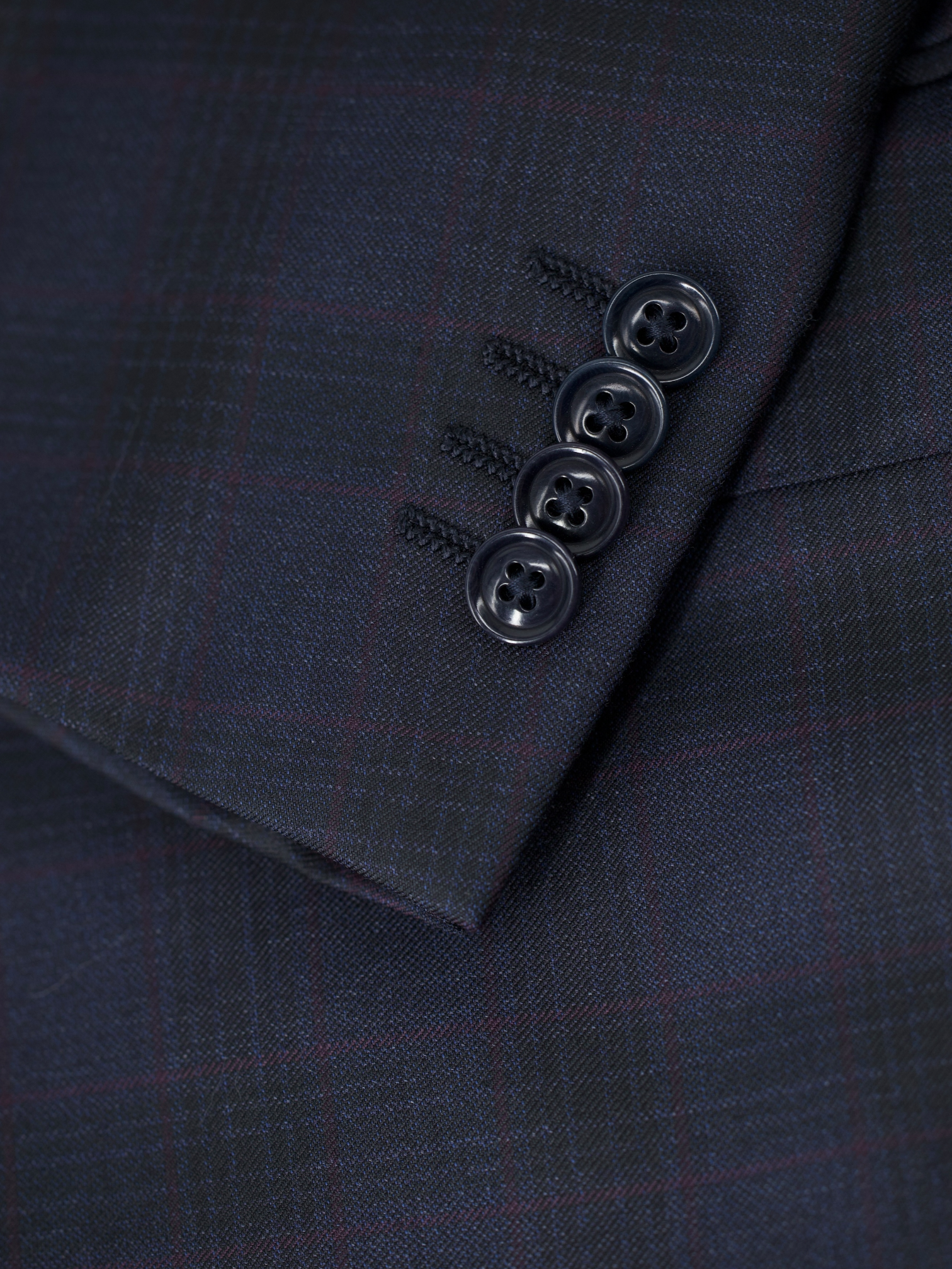 Ermenegildo Zegna Navy & Aubergine Wool Checkered Milano Easy Jacket