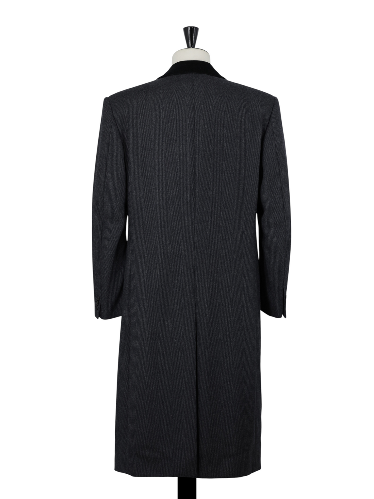 Ermenegildo Zegna Vintage Charcoal Wool & Cashmere Herringbone Covert Coat