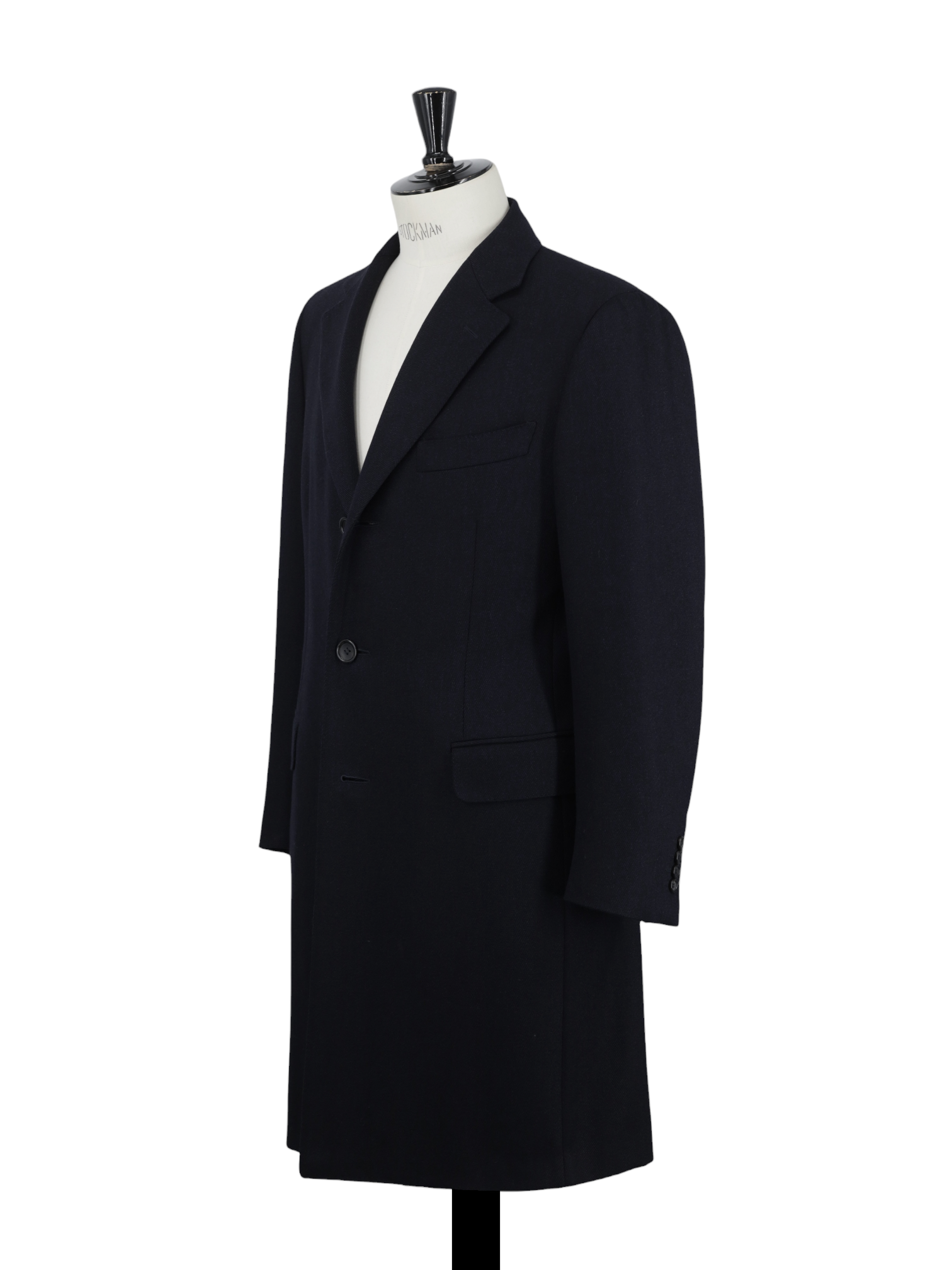 Canali Black Classic Wool & Cashmere Herringbone Overcoat