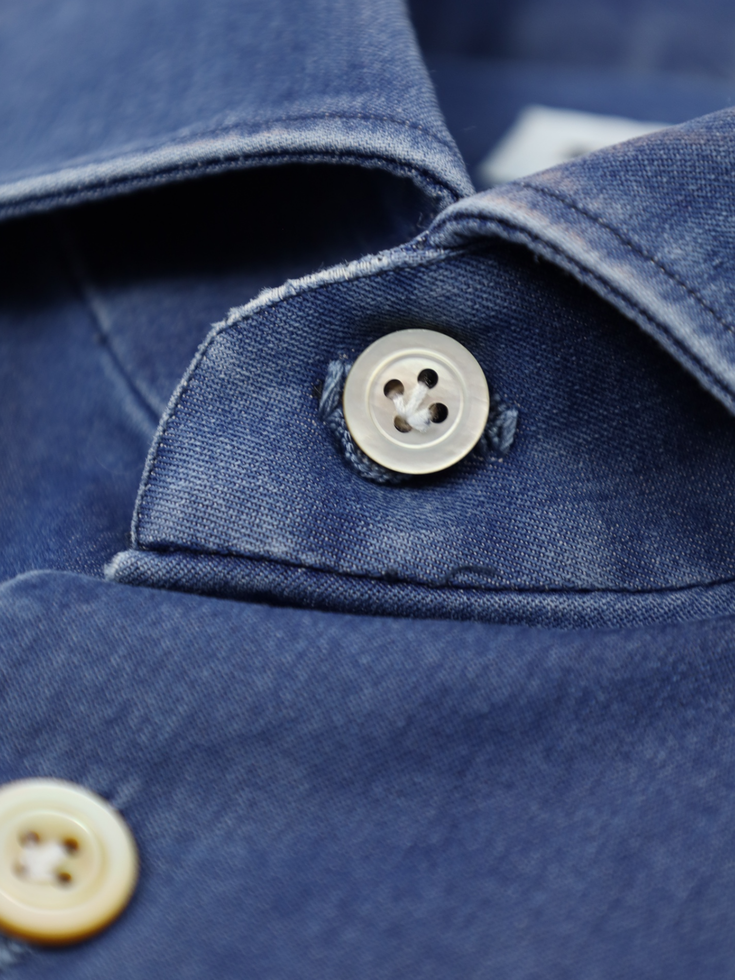 Kiton Denim Blue Chambray Cotton Shirt