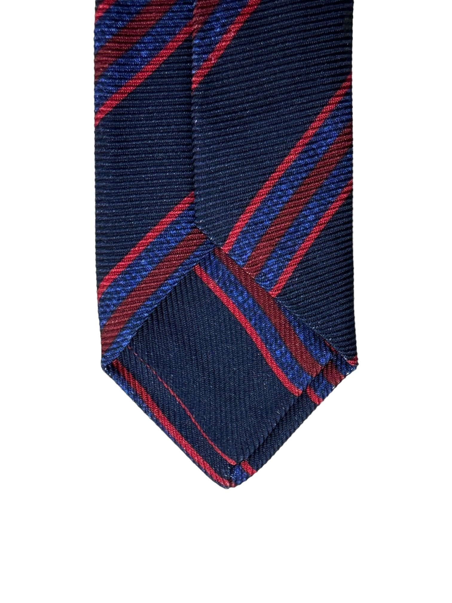 Kiton 5-Fold Blue and Red Stripe Silk Tie