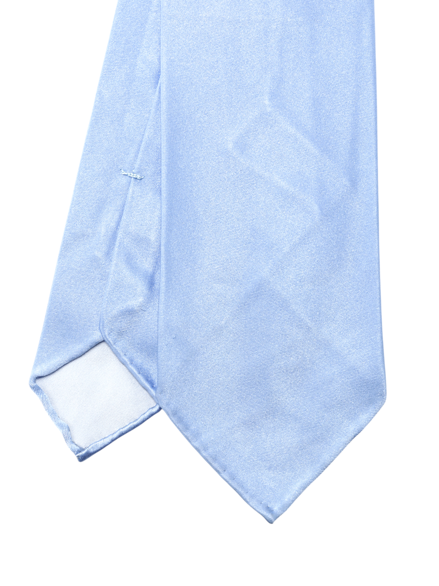 Kiton 5-Fold Baby Blue Silk Satin-Weave Untipped & Handrolled Wedding Tie