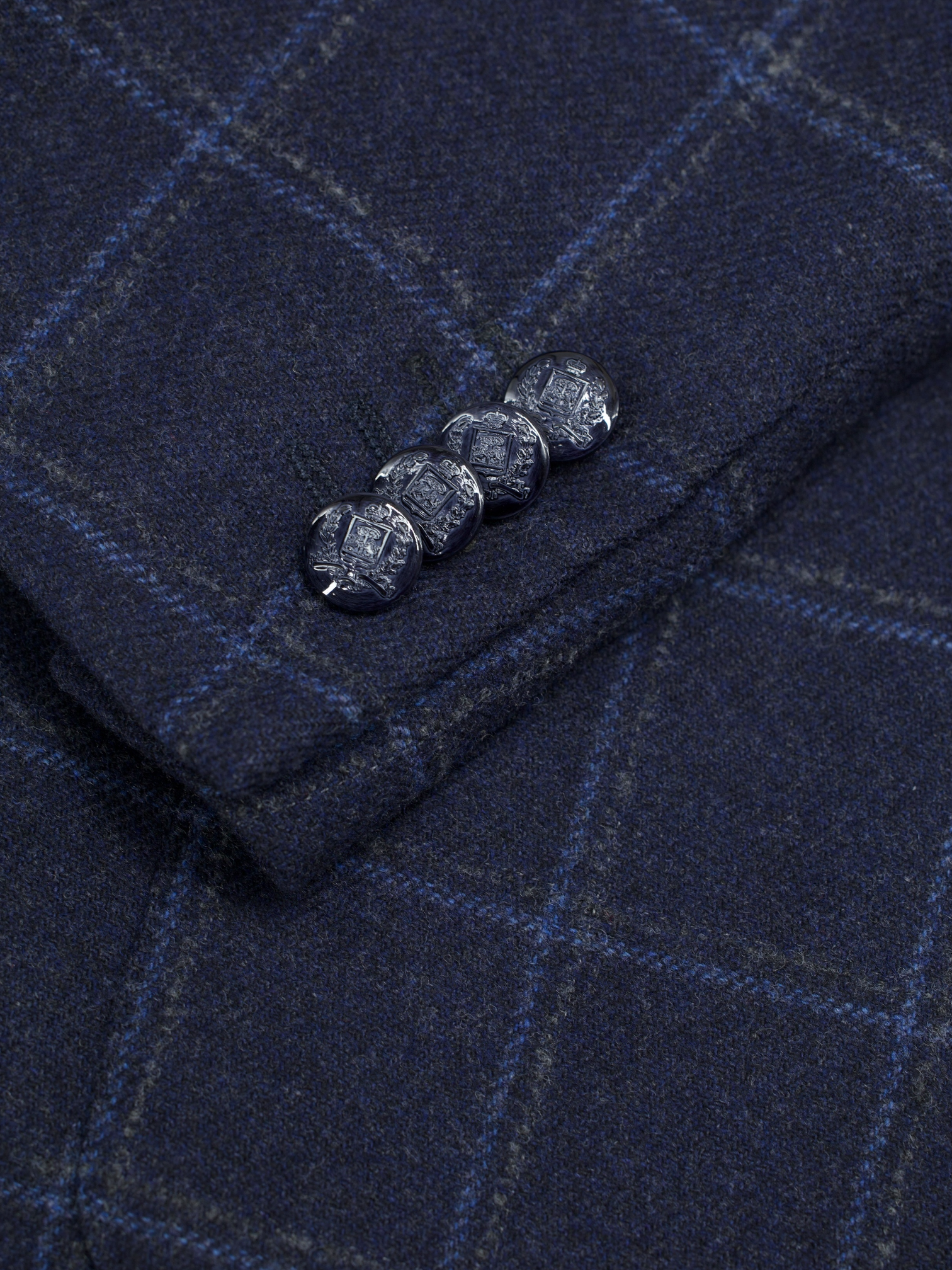 Corneliani Dark Blue Brushed Wool & Cashmere Windowpane Jacket