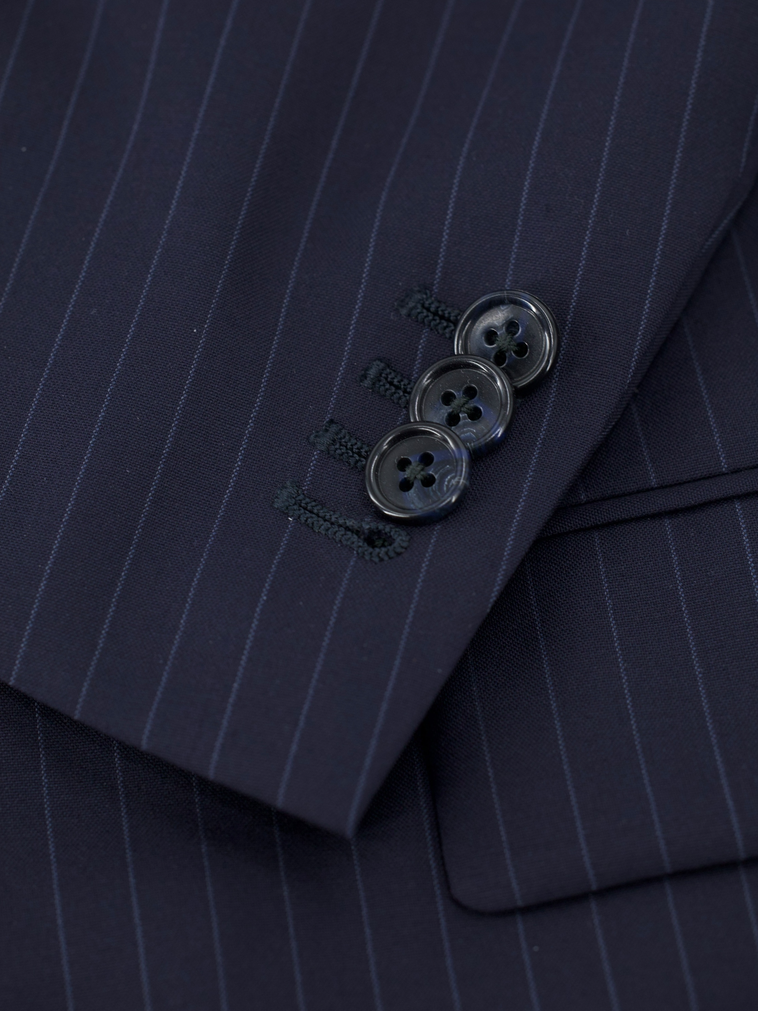 Corneliani Dark Blue Super 150's Pinstripe Lungo Suit