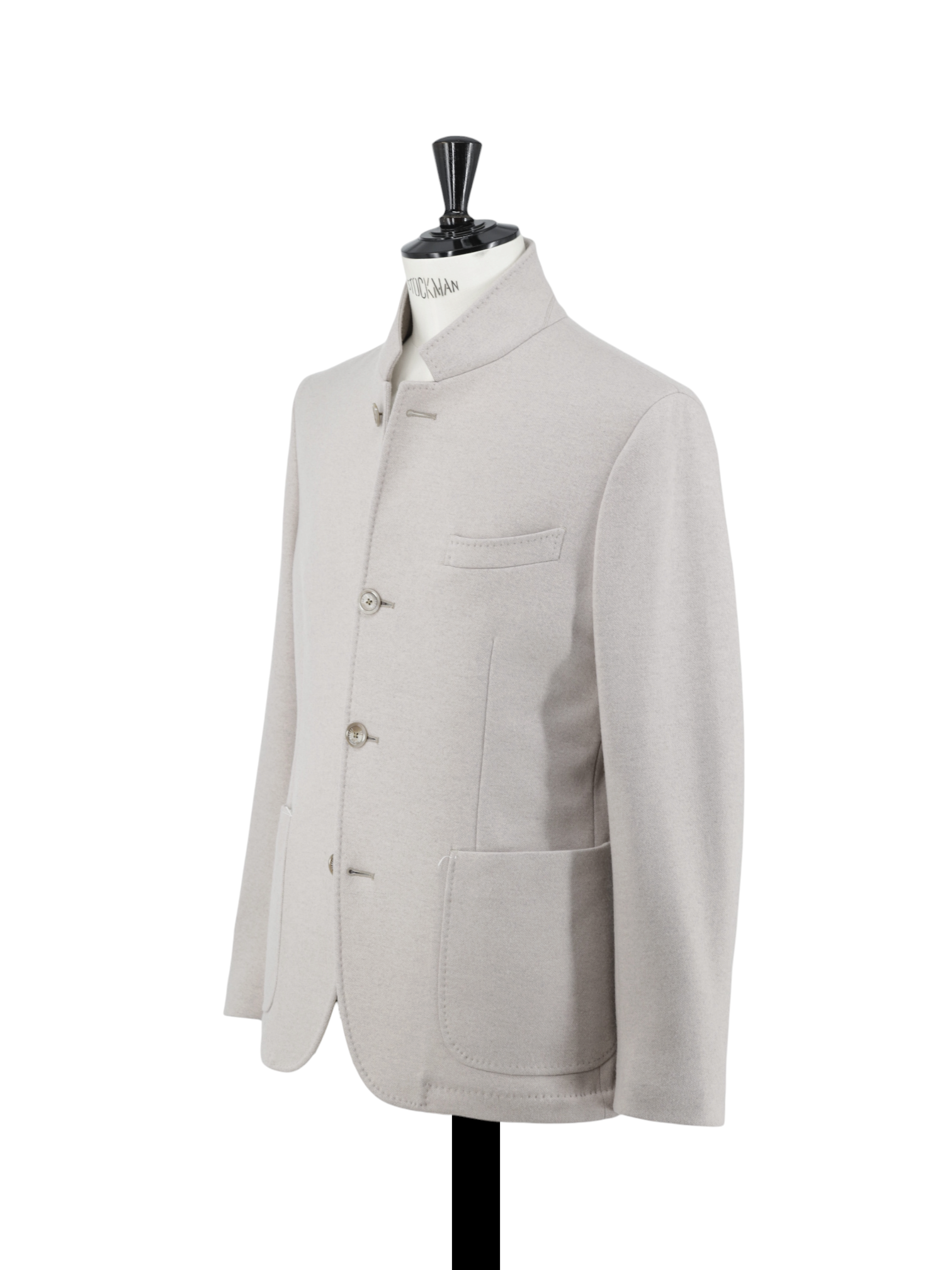 Fedeli Greige Pure Cashmere Tubular-Collar "Damon" Jacket