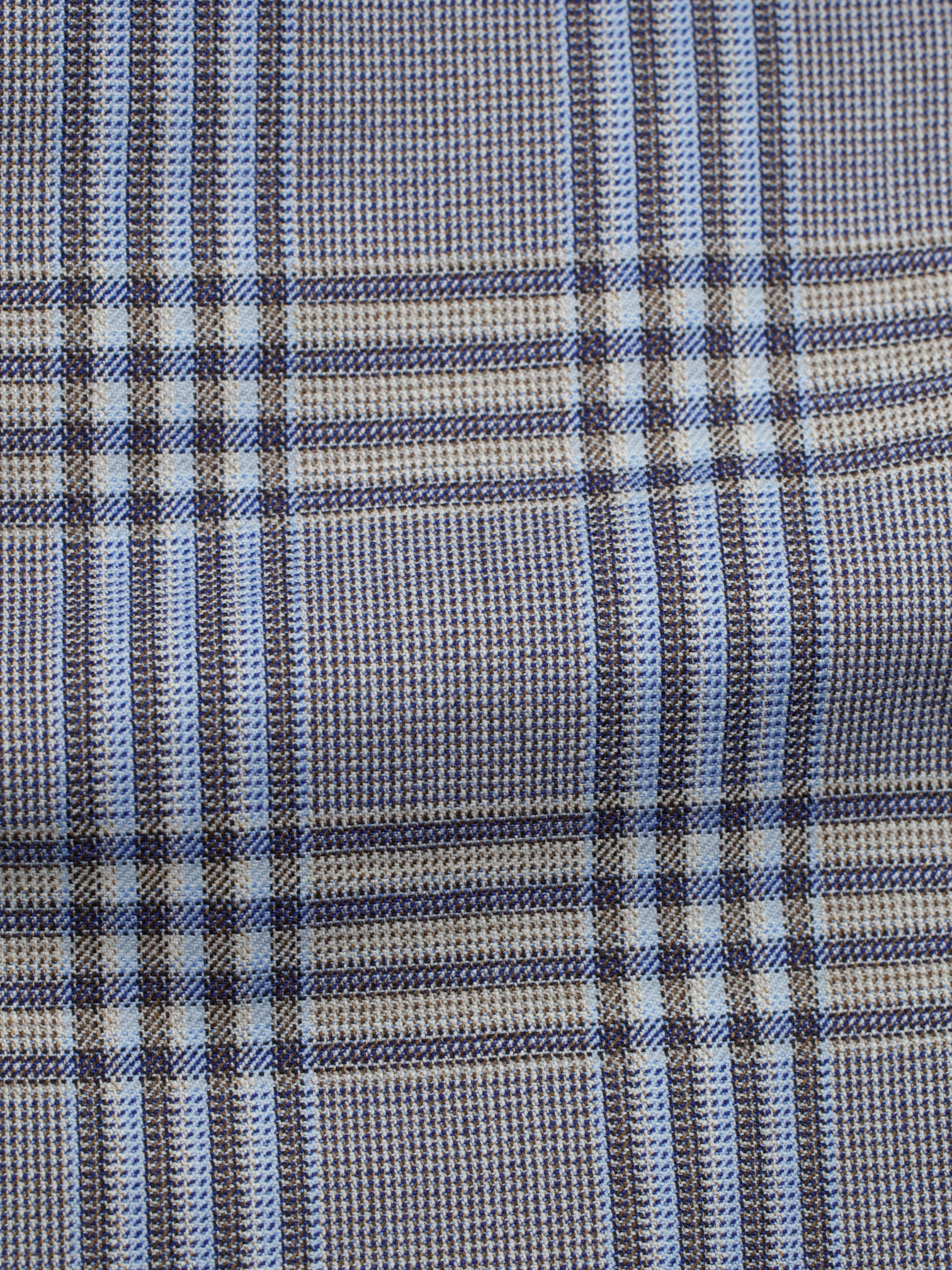 Corneliani Taupe & Light Blue Super 130's Checkered Jacket