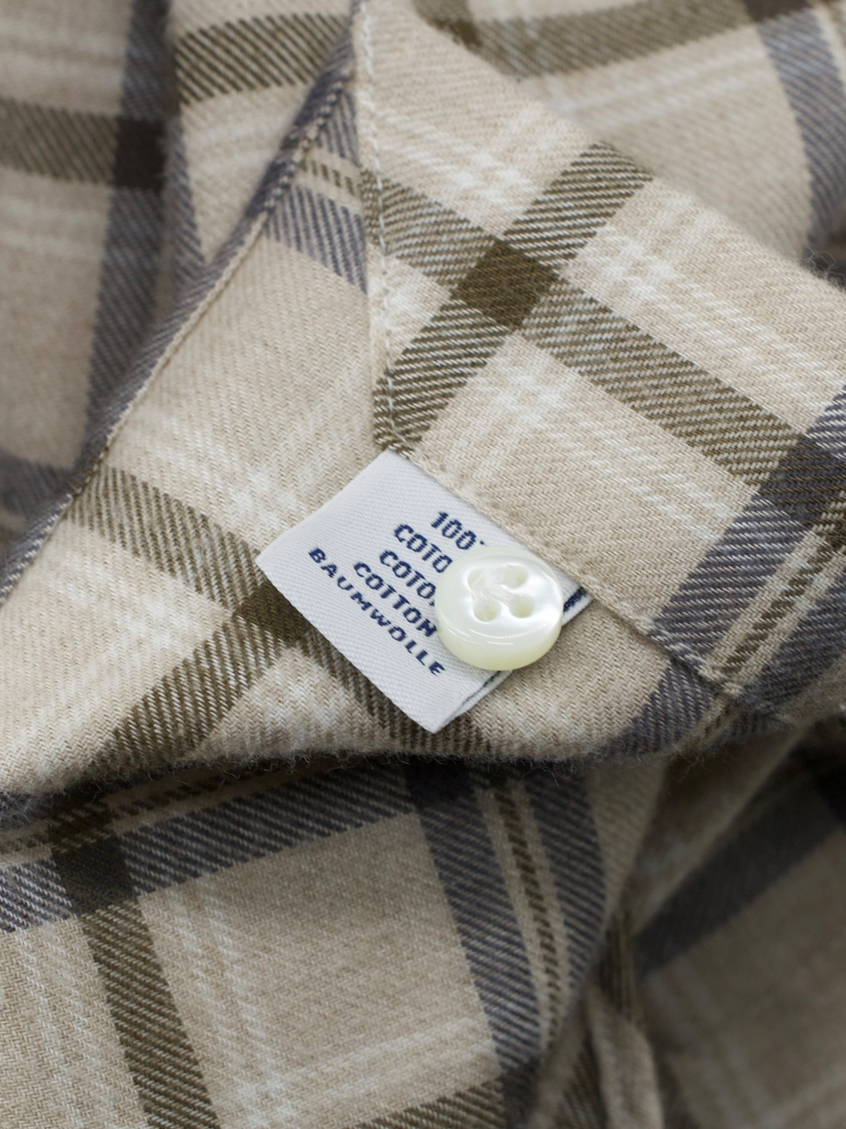 Emanuele Maffeis Light Brown & Blue Cotton Flannel Madras Shirt