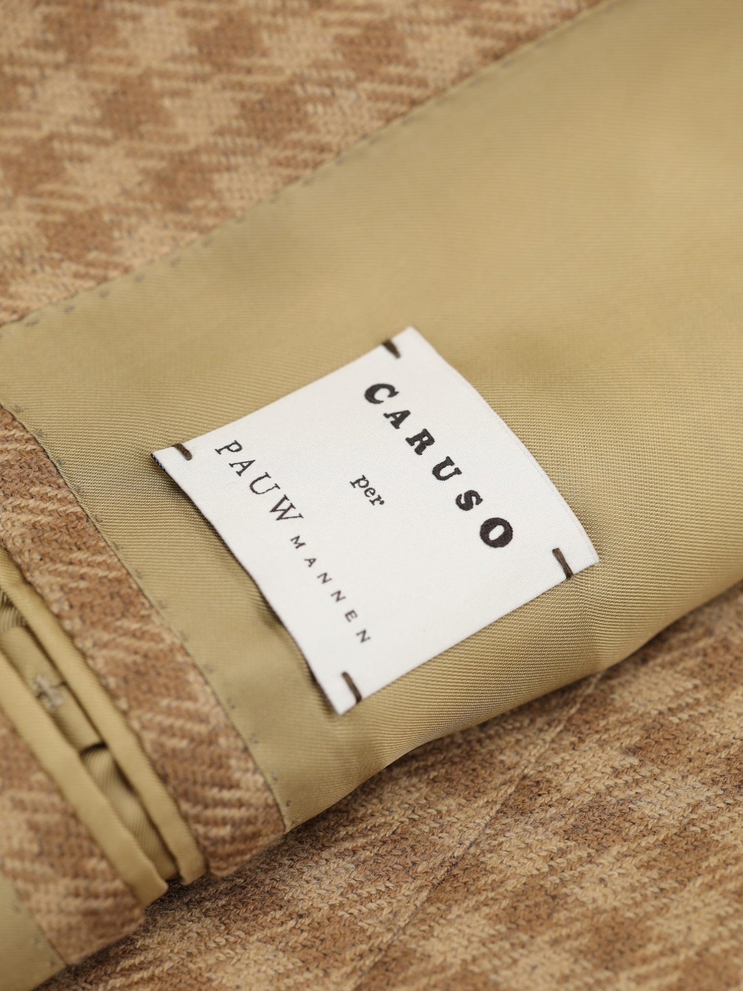 Caruso Light Brown “GobiGold” Camel Hair & Wool Gingham Jacket