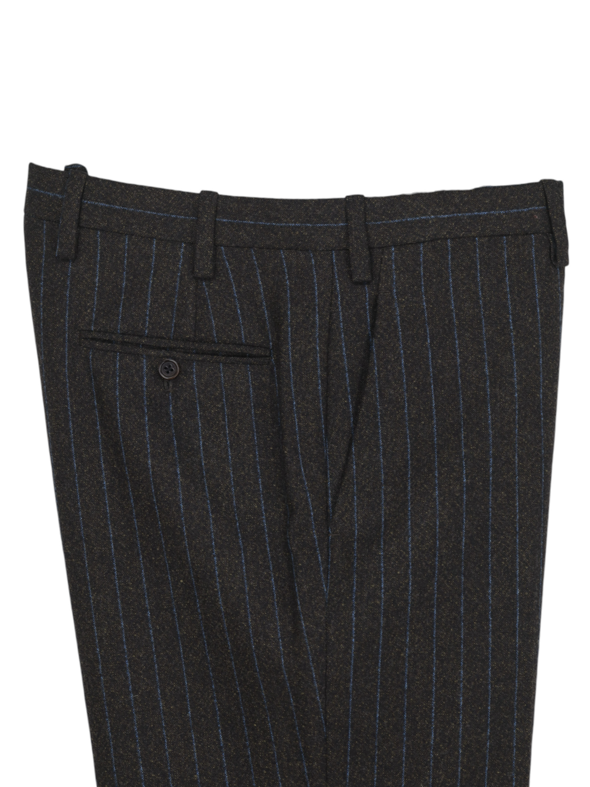 Kiton Dark Taupe & Azure Blue Brushed-Wool Pinstripe Suit