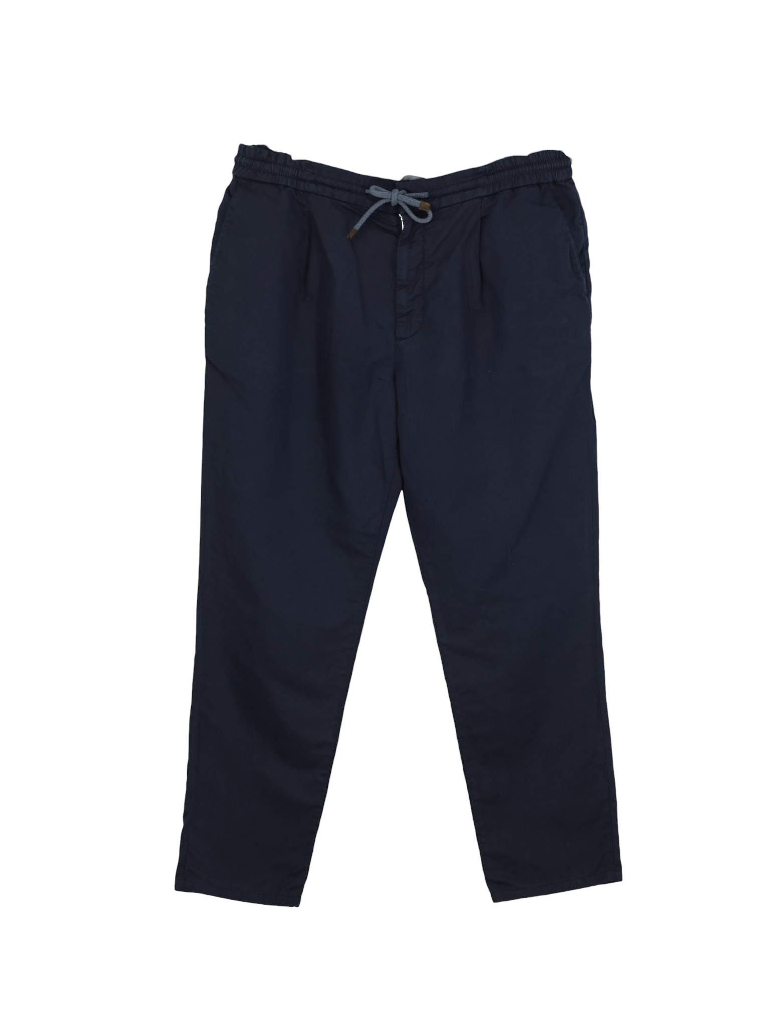 Brunello Cucinelli Navy Linen & Cotton Drawstring Trousers