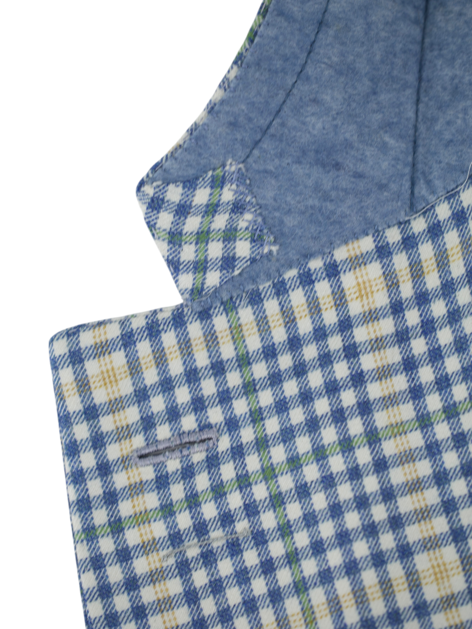 Brioni Light Blue & Yellow Cashmere & Silk Overcheck "Chigi" Jacket