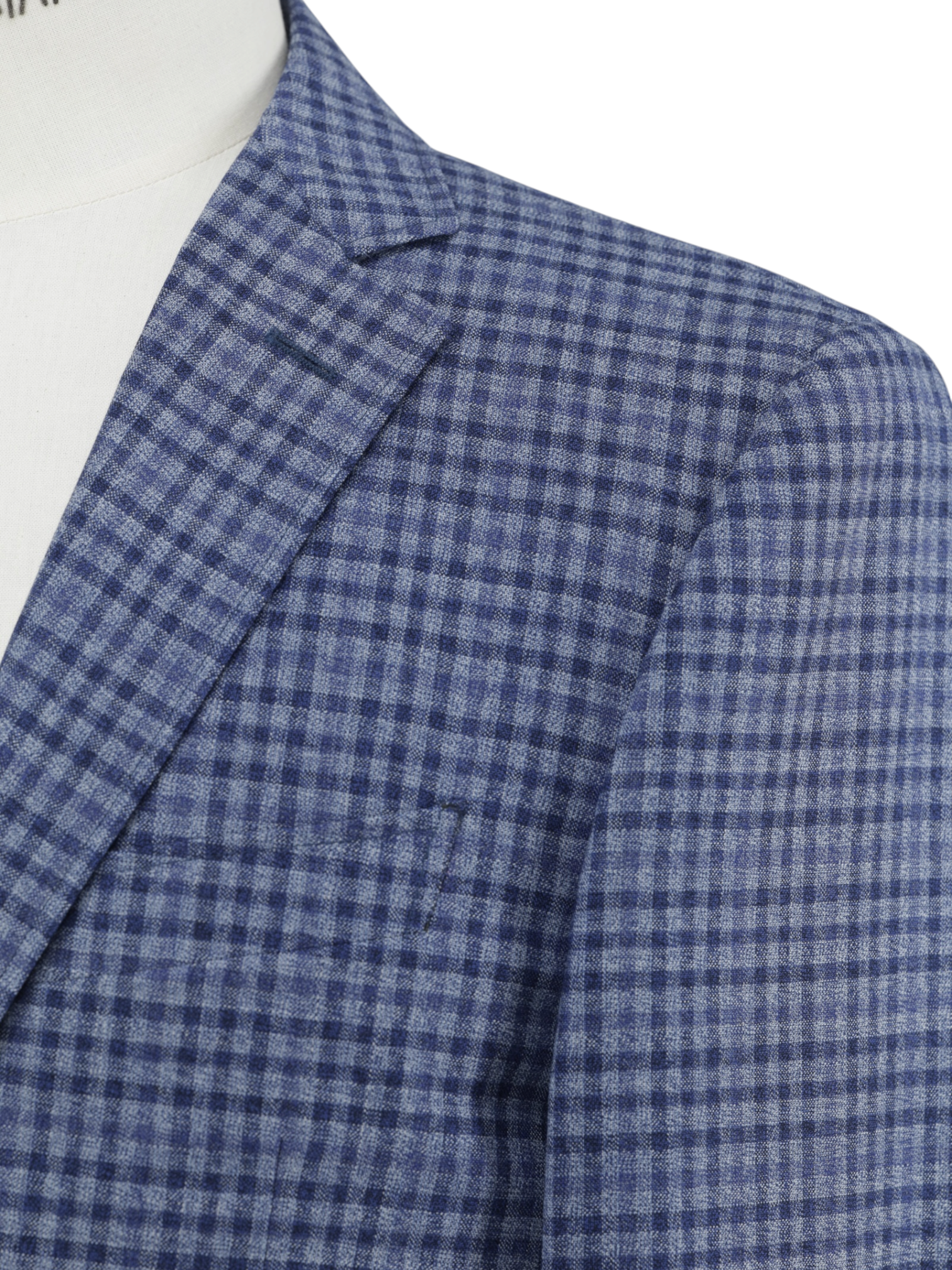 Canali Blue & Grey Lightweight-Wool Gingham-Check Jacket