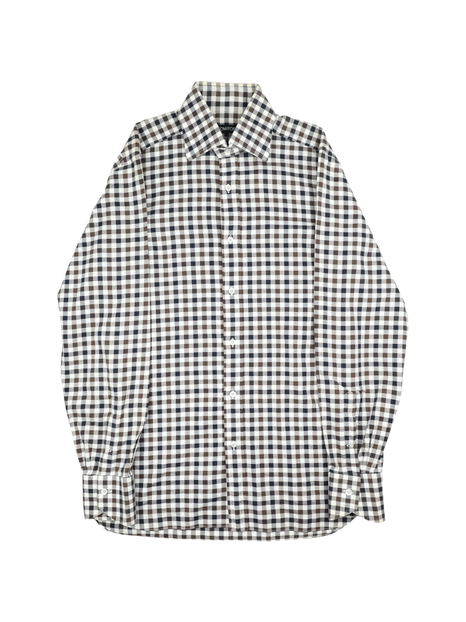 Tom Ford Brown & Blue Gingham Check Shirt