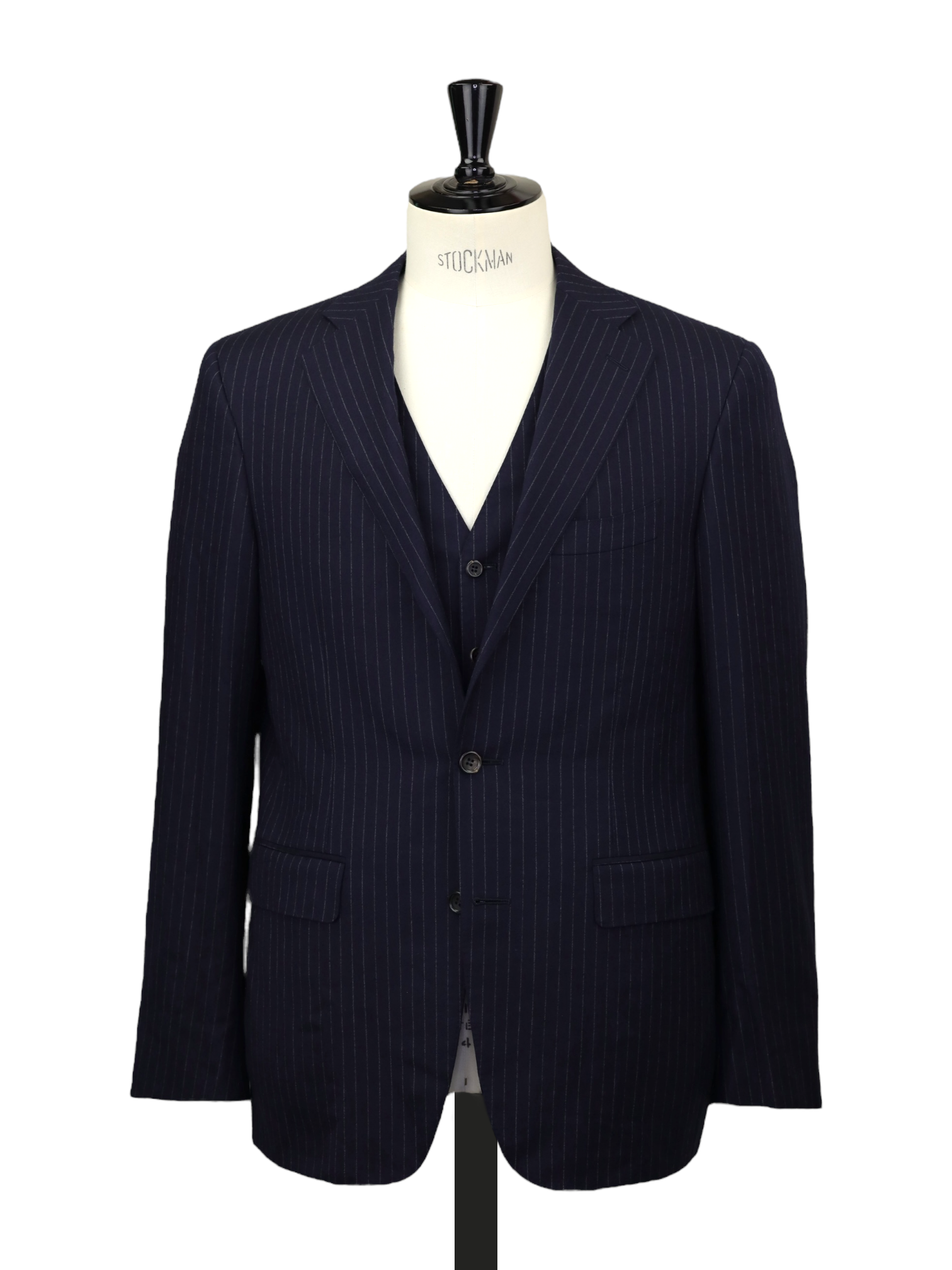 Canali Navy 3-Piece Wool-Flannel Pinstripe Winter Suit + Extra Trousers