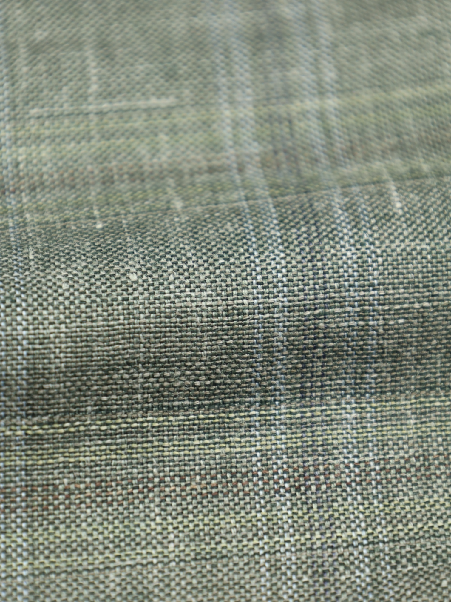 Cesare Attolini Sage Green Cashmere, Silk & Linen Windowpane Jacket