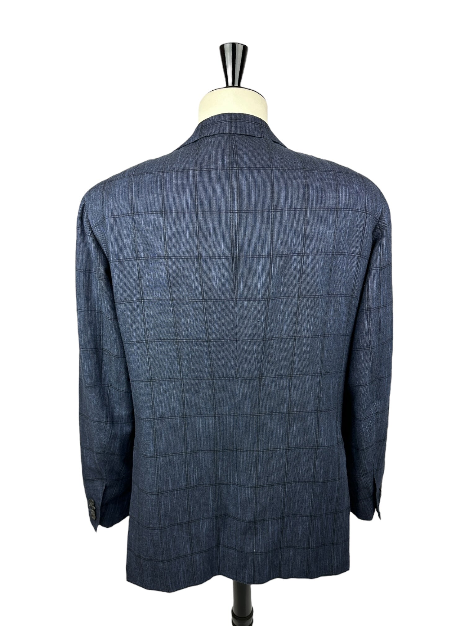 Kiton Blue Cashmere & Linen Windowpane Jacket
