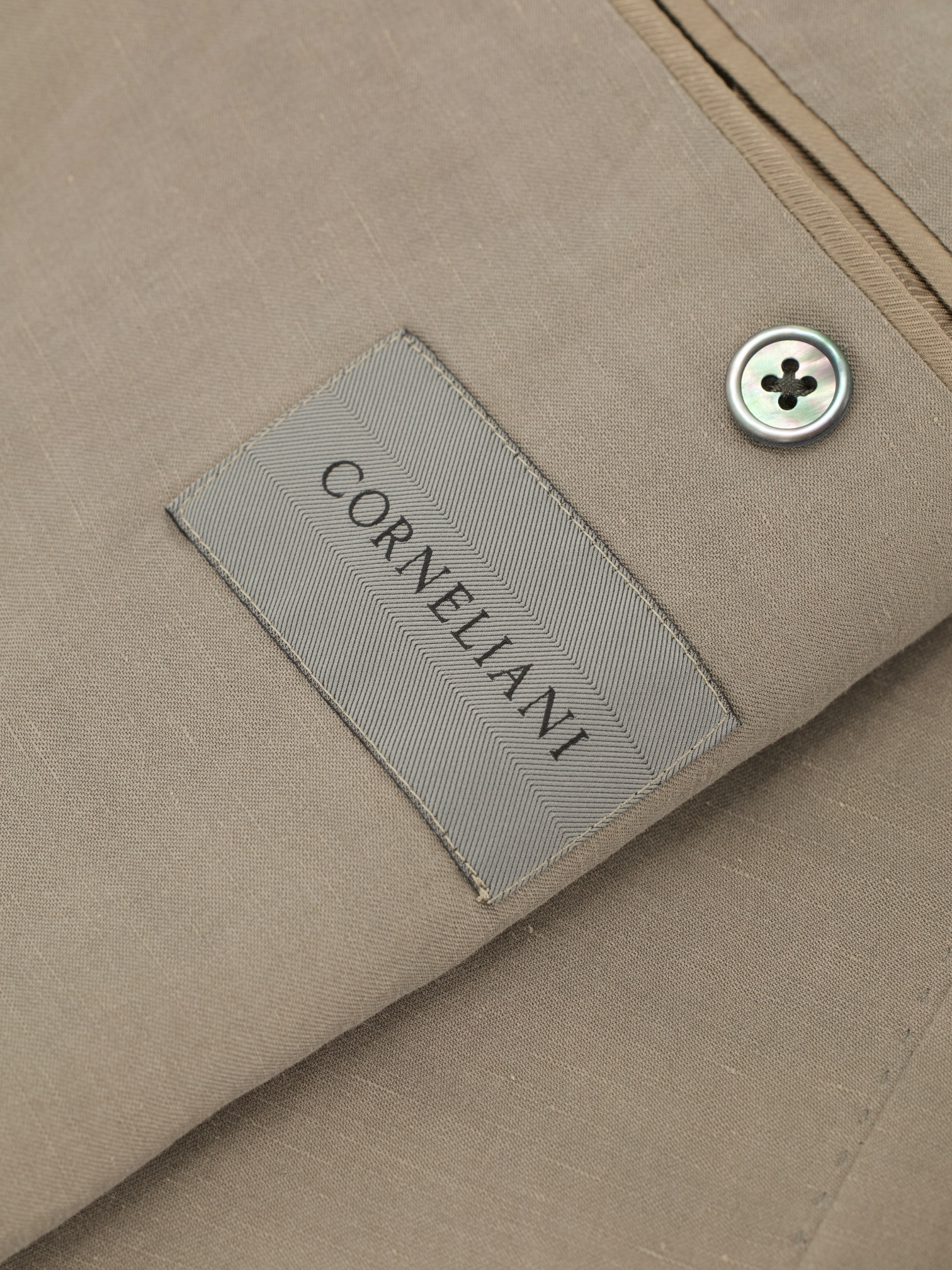 Corneliani Taupe Linen & Silk Plain Summer Suit